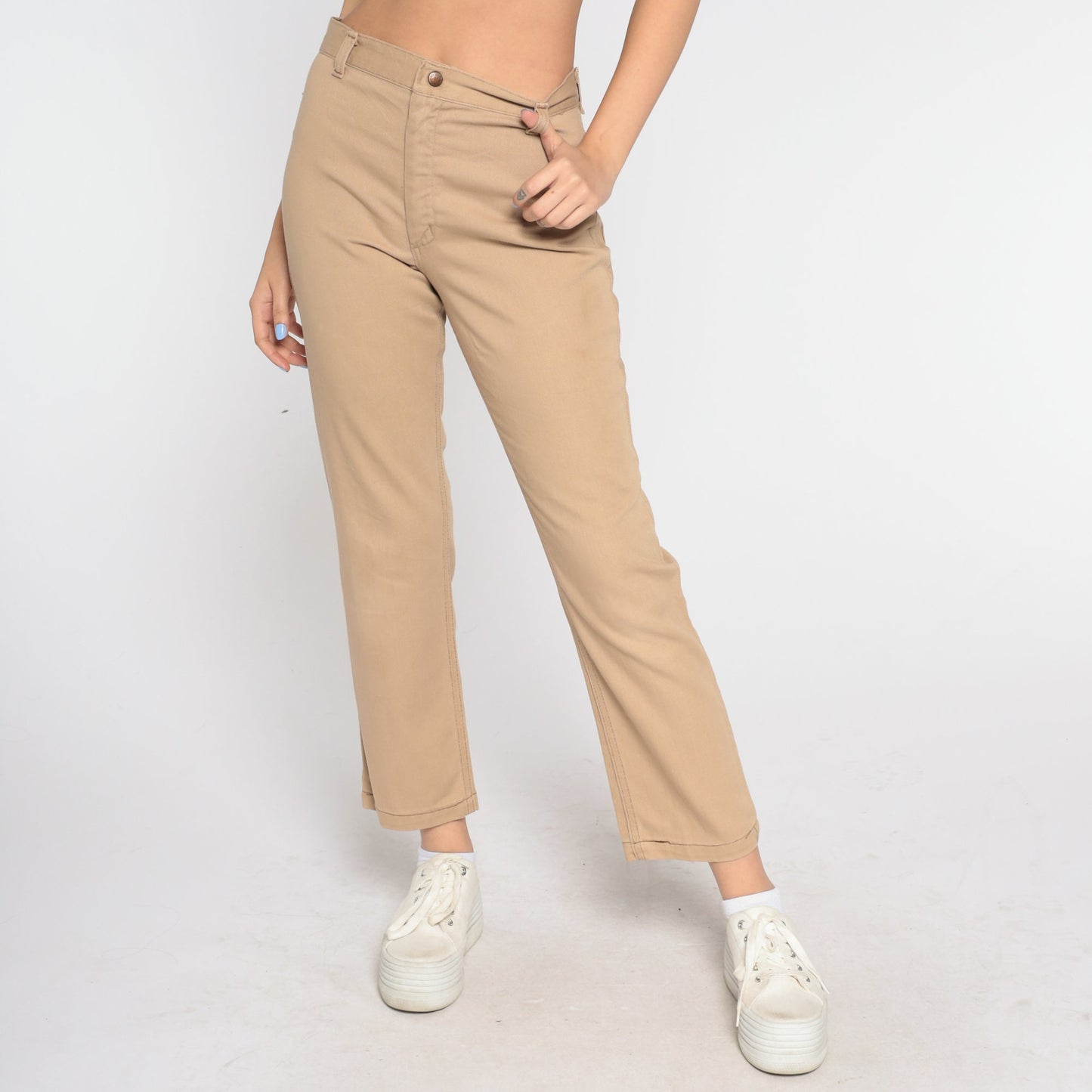 70s Wrangler Tan High-Waist Bootcut Trousers Small S