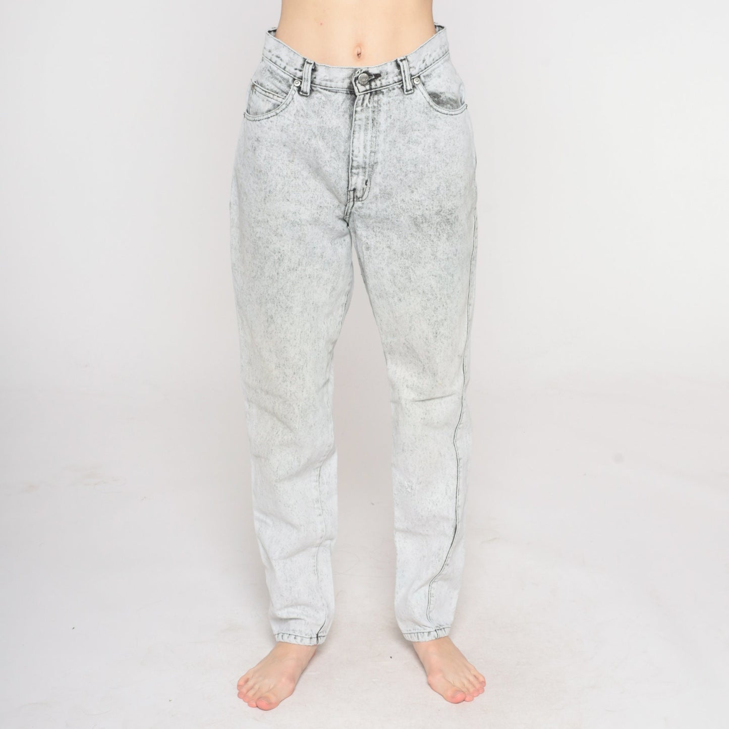 80s Sasson Acid Wash Mom Jeans Grey Denim High Rise Tapered Small S
