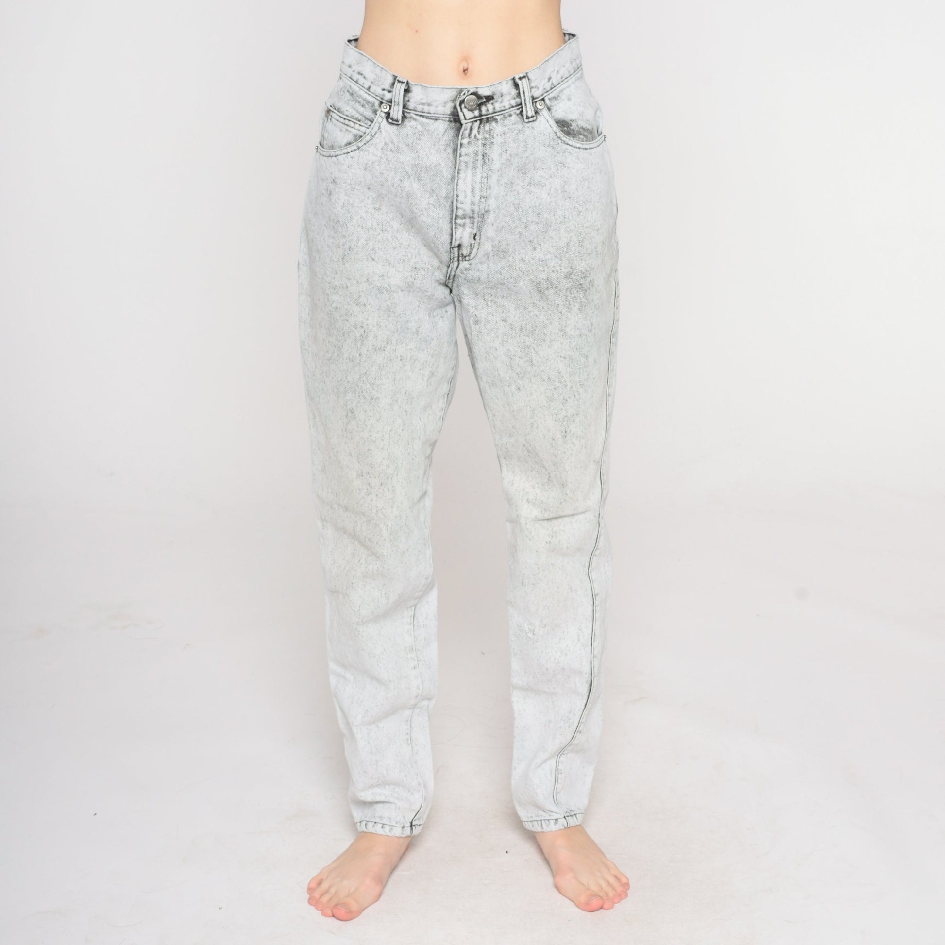 80s Sasson Acid Wash Mom Jeans Grey Denim High Rise Tapered Small S