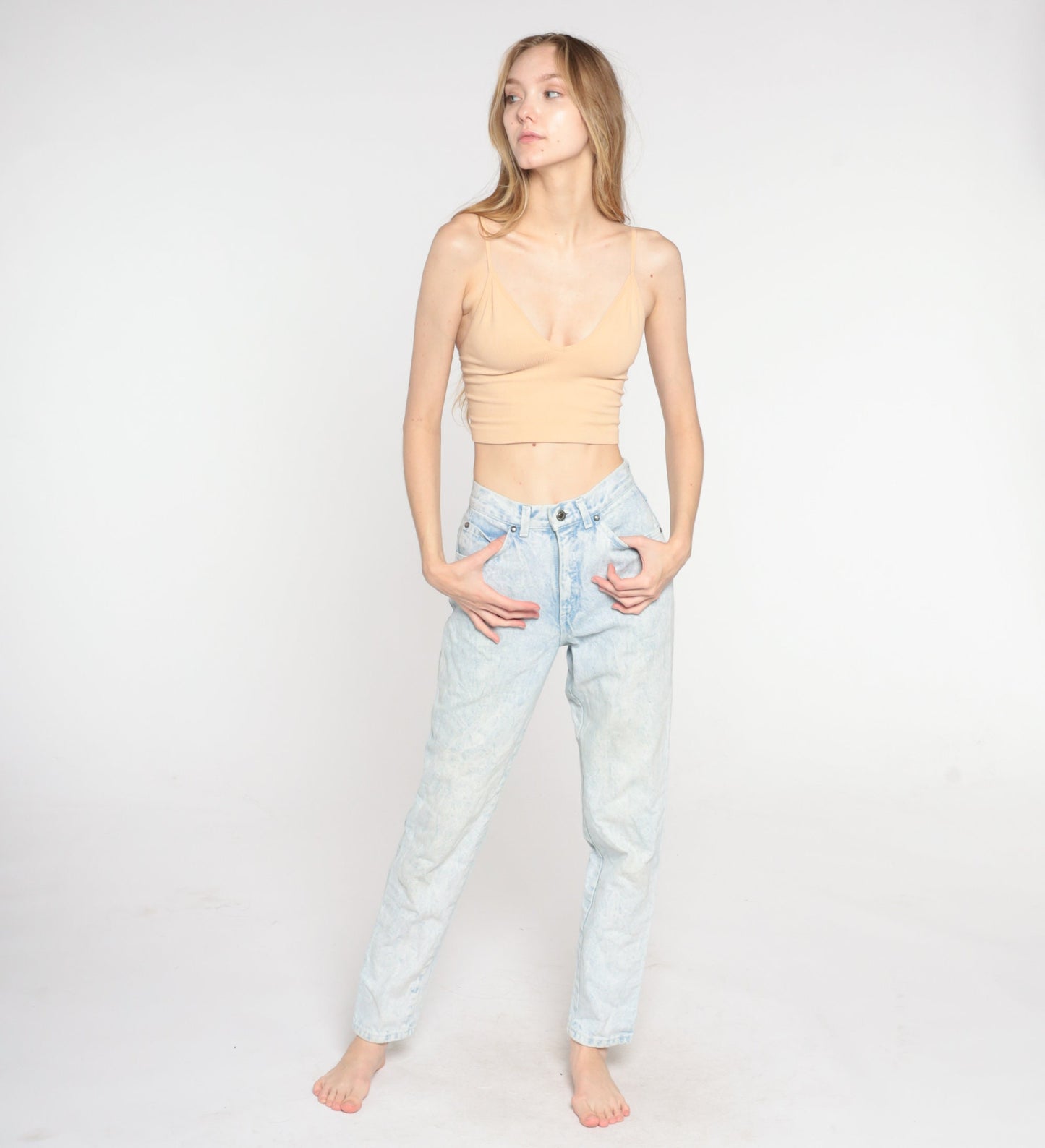 Levi's 900 Acid Wash High-Waisted Tapered Jeans 90s Denim Extra Small