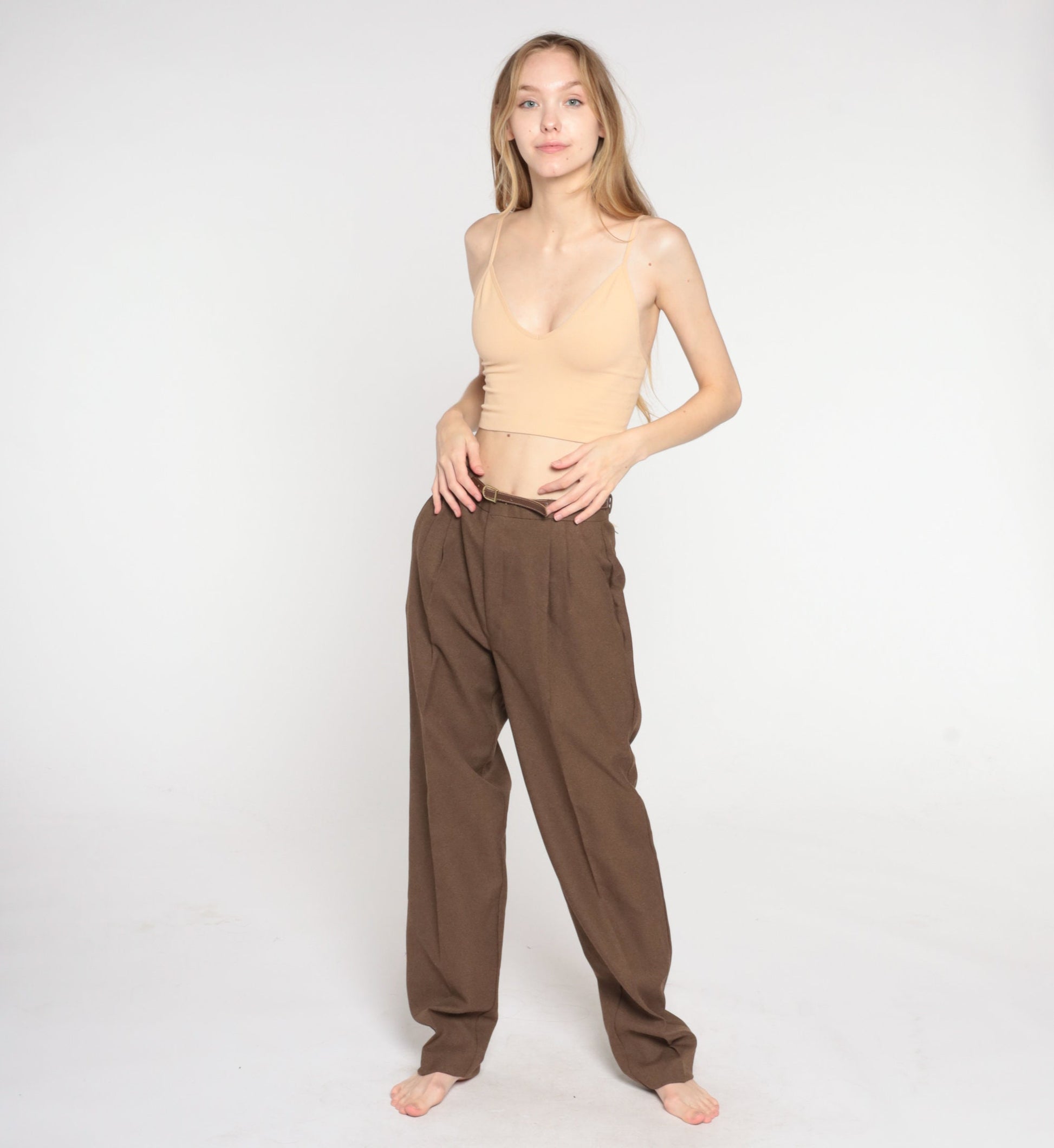 70s Lord Isaacs Brown Straight Leg Trousers High Rise Small S