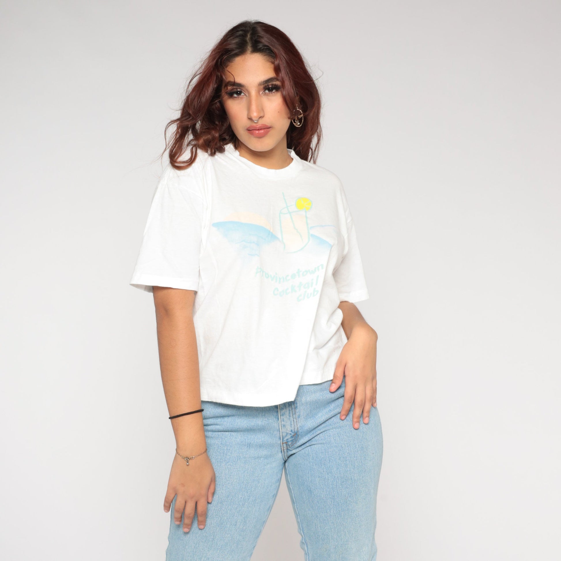 80s Provincetown Cocktail Club Massachusetts Graphic Tee White Cotton Large