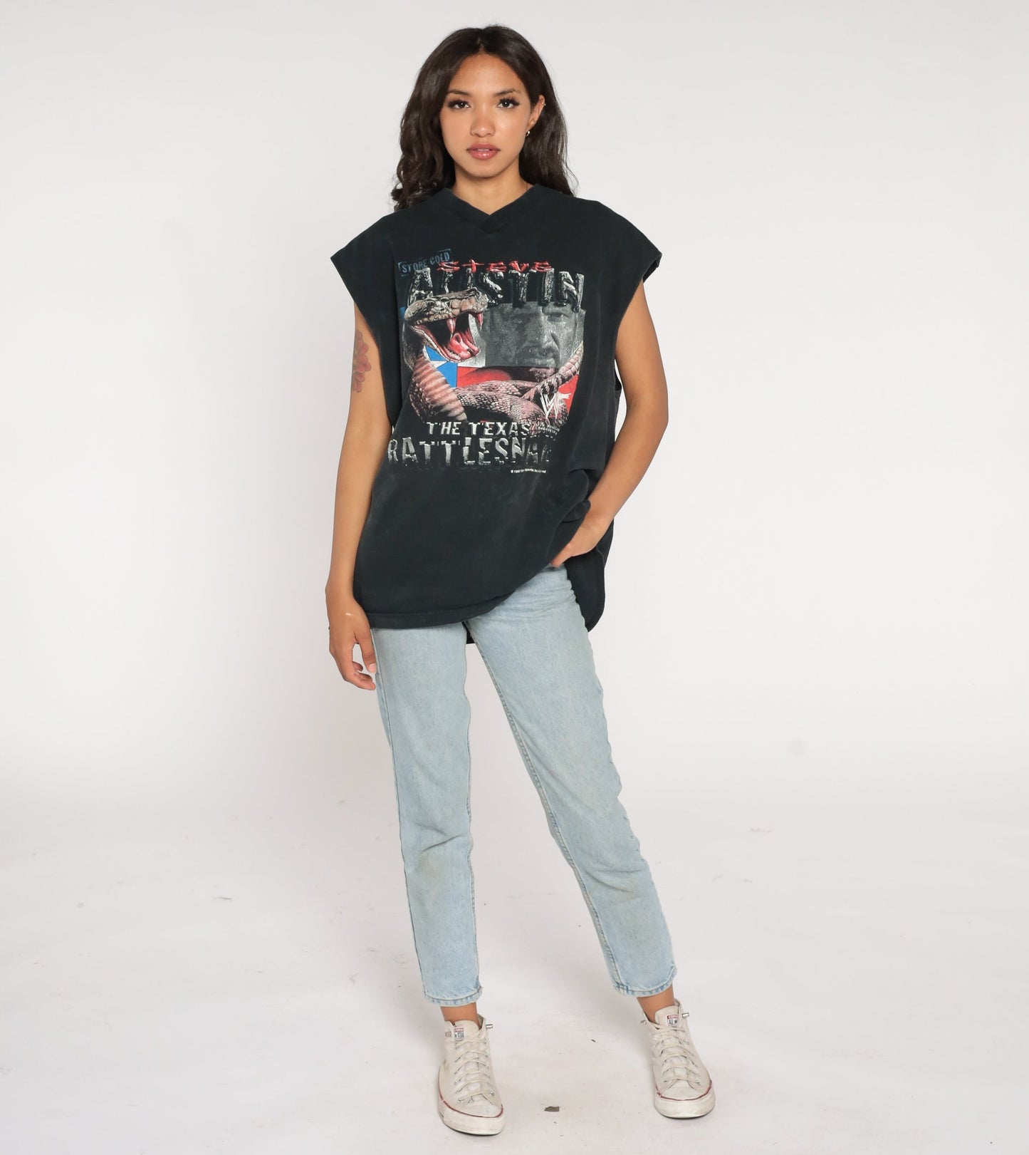 1999 Stone Cold Steve Austin WWF Wrestling Graphic T-Shirt Cutoff Sleeves Extra Extra Large XXL