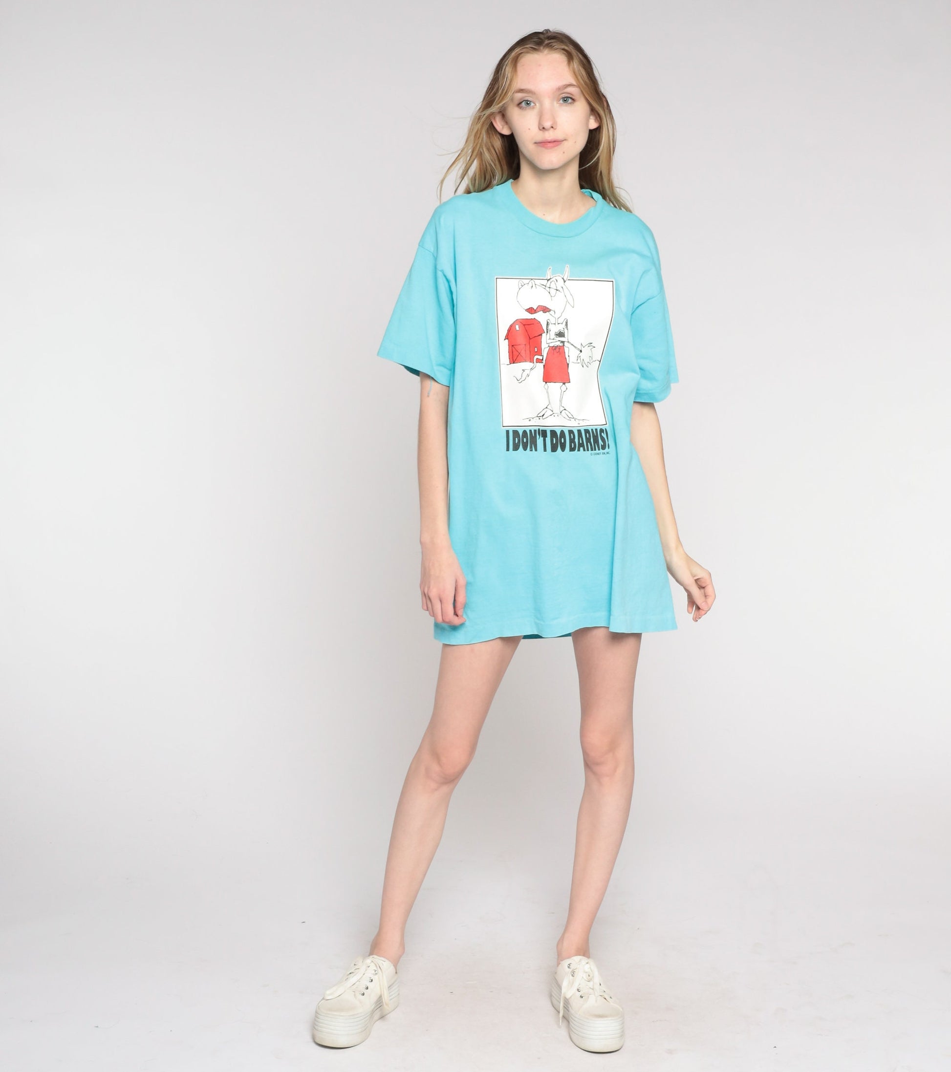 90s Cow Graphic T-Shirt I Don't Do Barns Farm Joke Blue Extra Large XXL