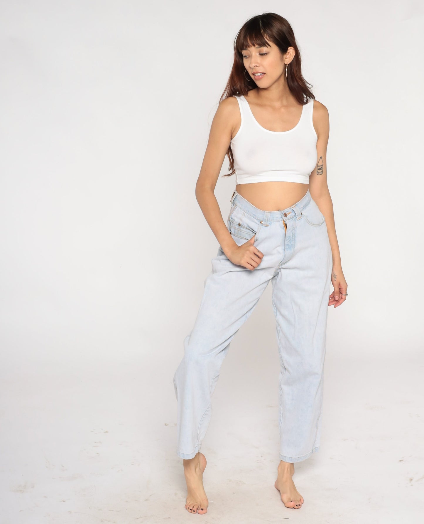 90s Raw Rags Light Stone Wash High Waist Straight Leg Jeans Medium 30