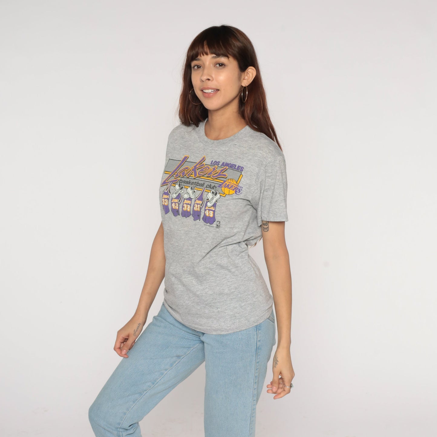 80s LA Lakers Basketball Club Graphic Tee NBA Small