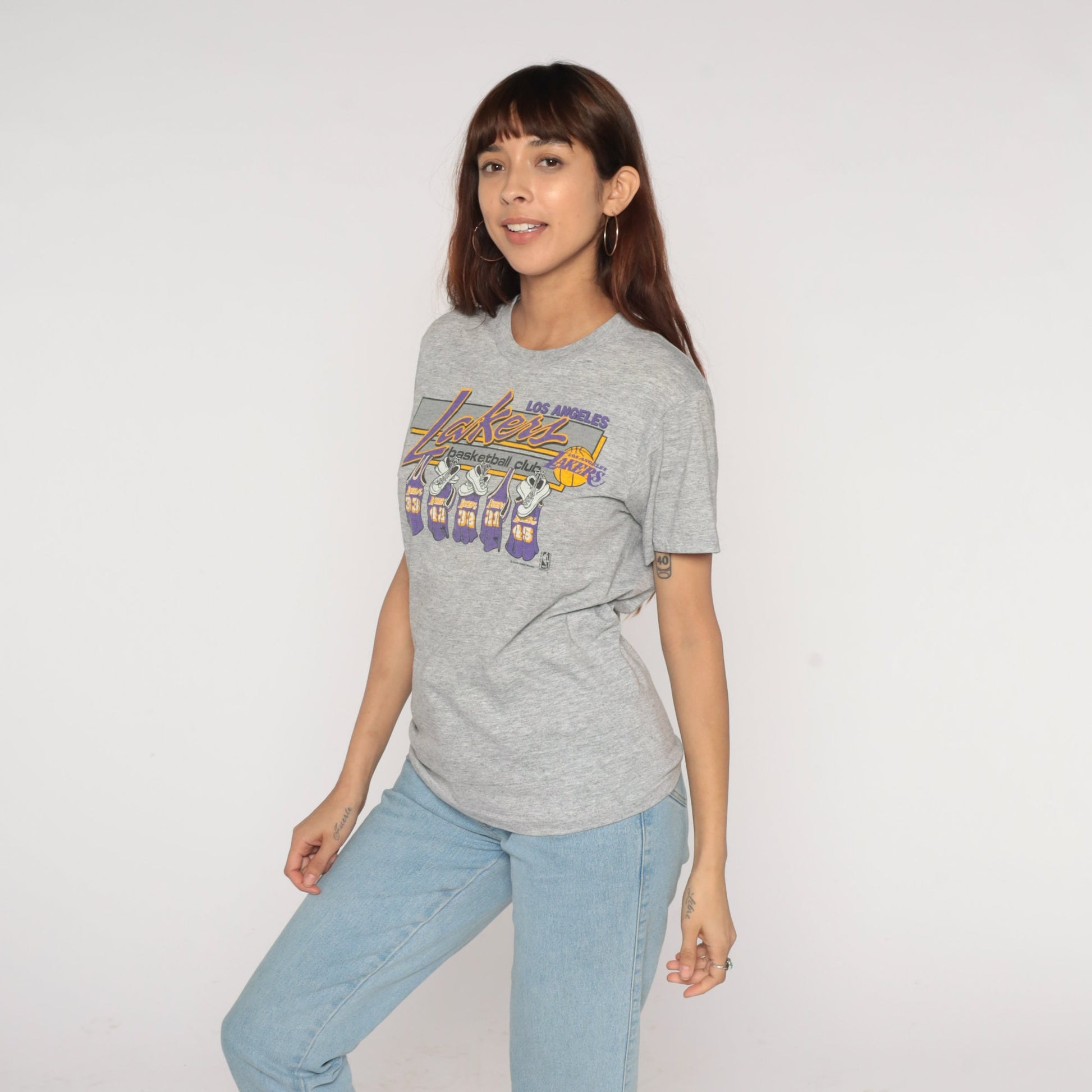 80s LA Lakers Basketball Club Graphic Tee NBA Small