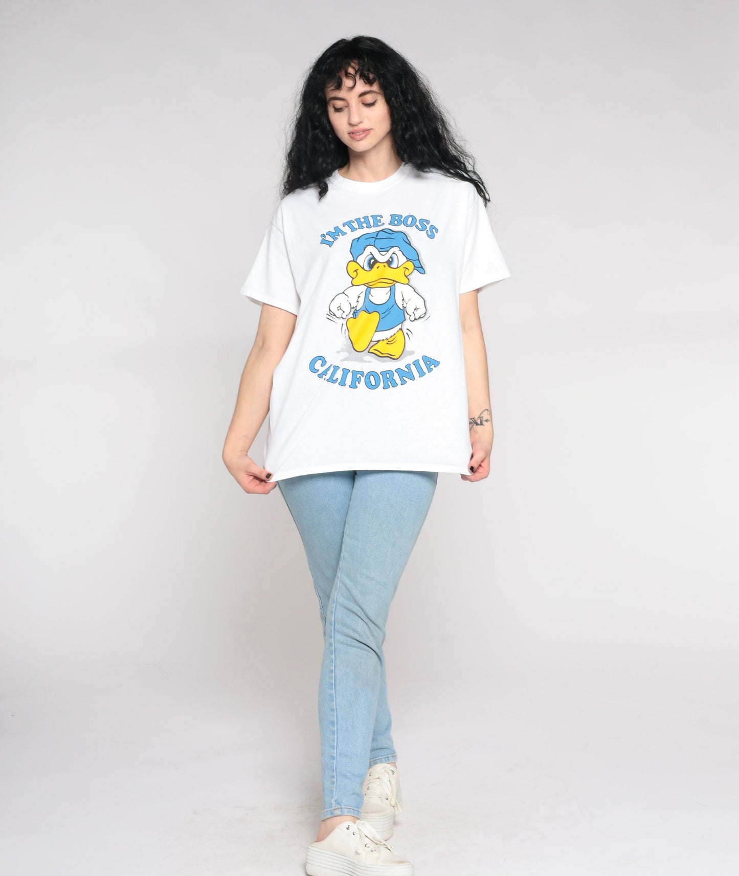 00s California Duck Graphic T-Shirt I'm The Boss White Medium