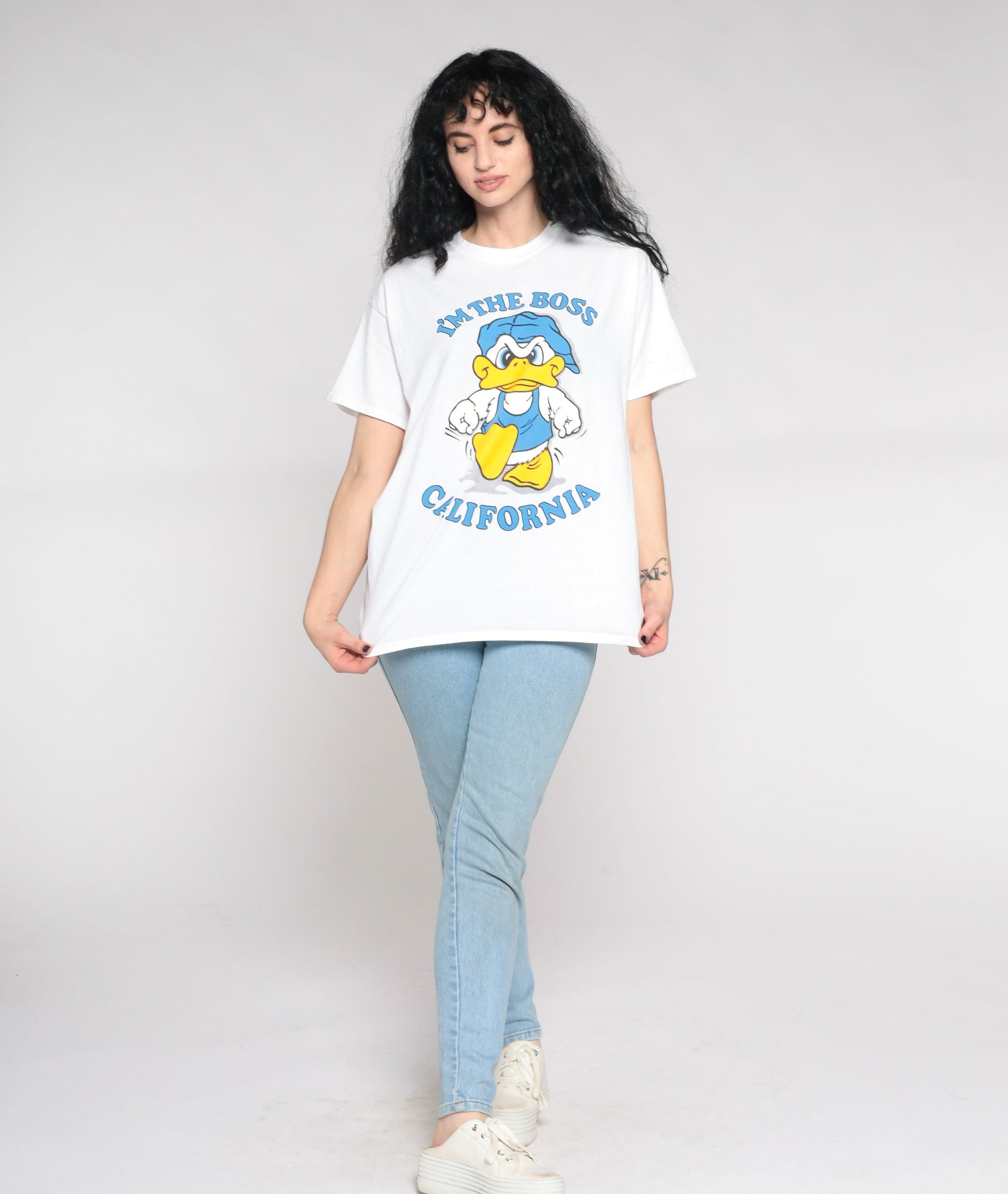 00s California Duck Graphic T-Shirt I'm The Boss White Medium