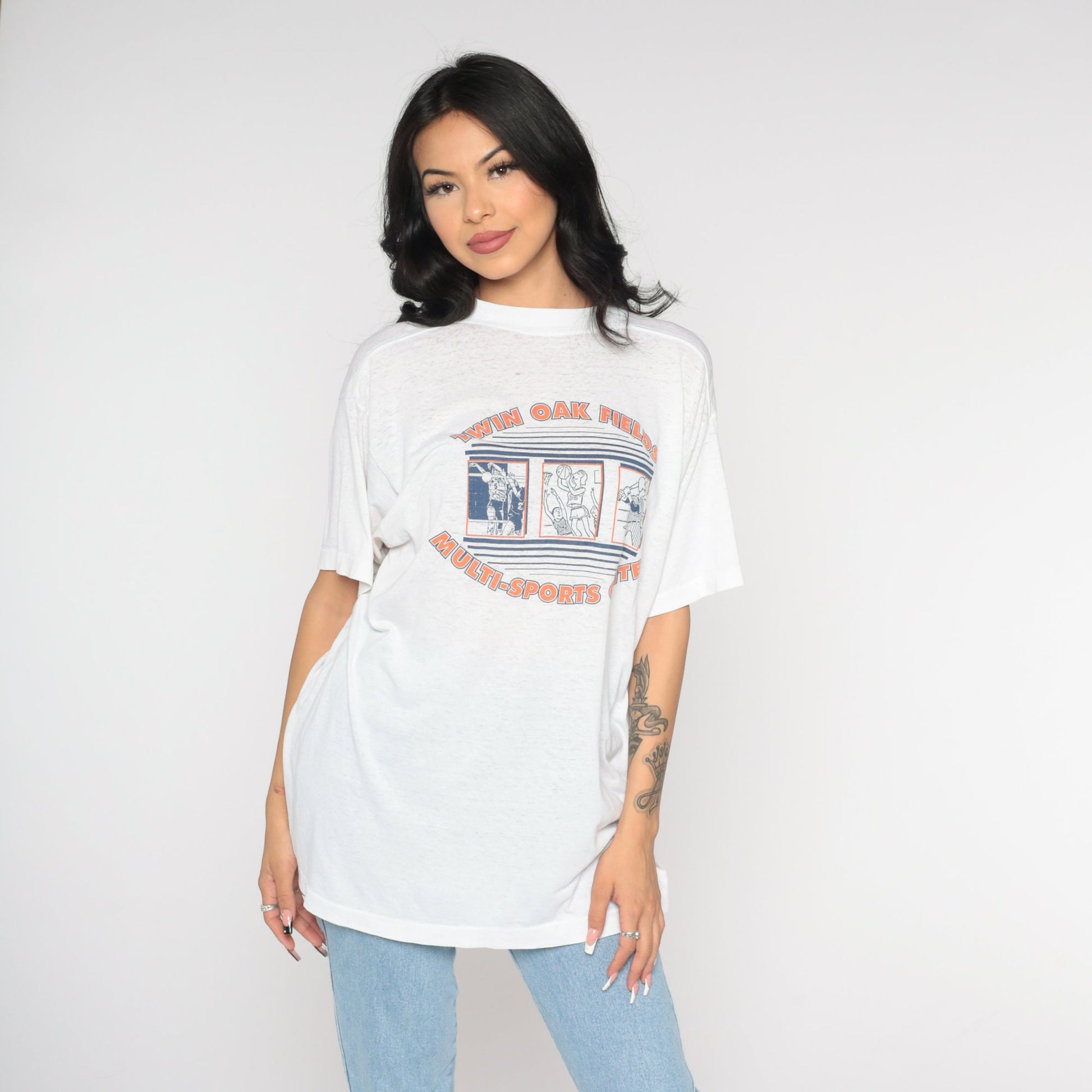 90s Twin Oak Fields Sports Tournament Champions Graphic Tee White Large