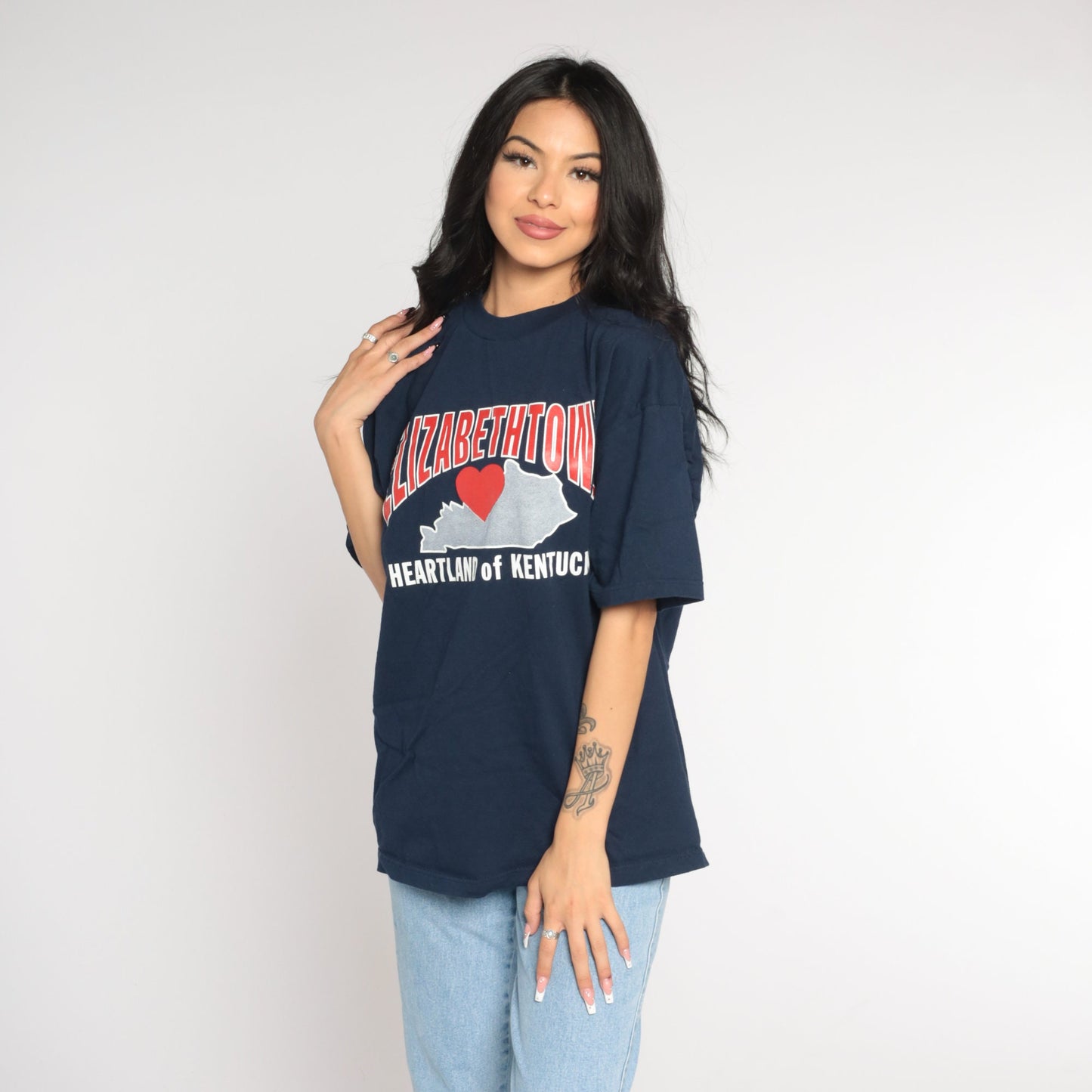 90s Elizabethtown Kentucky Heartland Graphic T-Shirt Navy Blue Extra Large XL