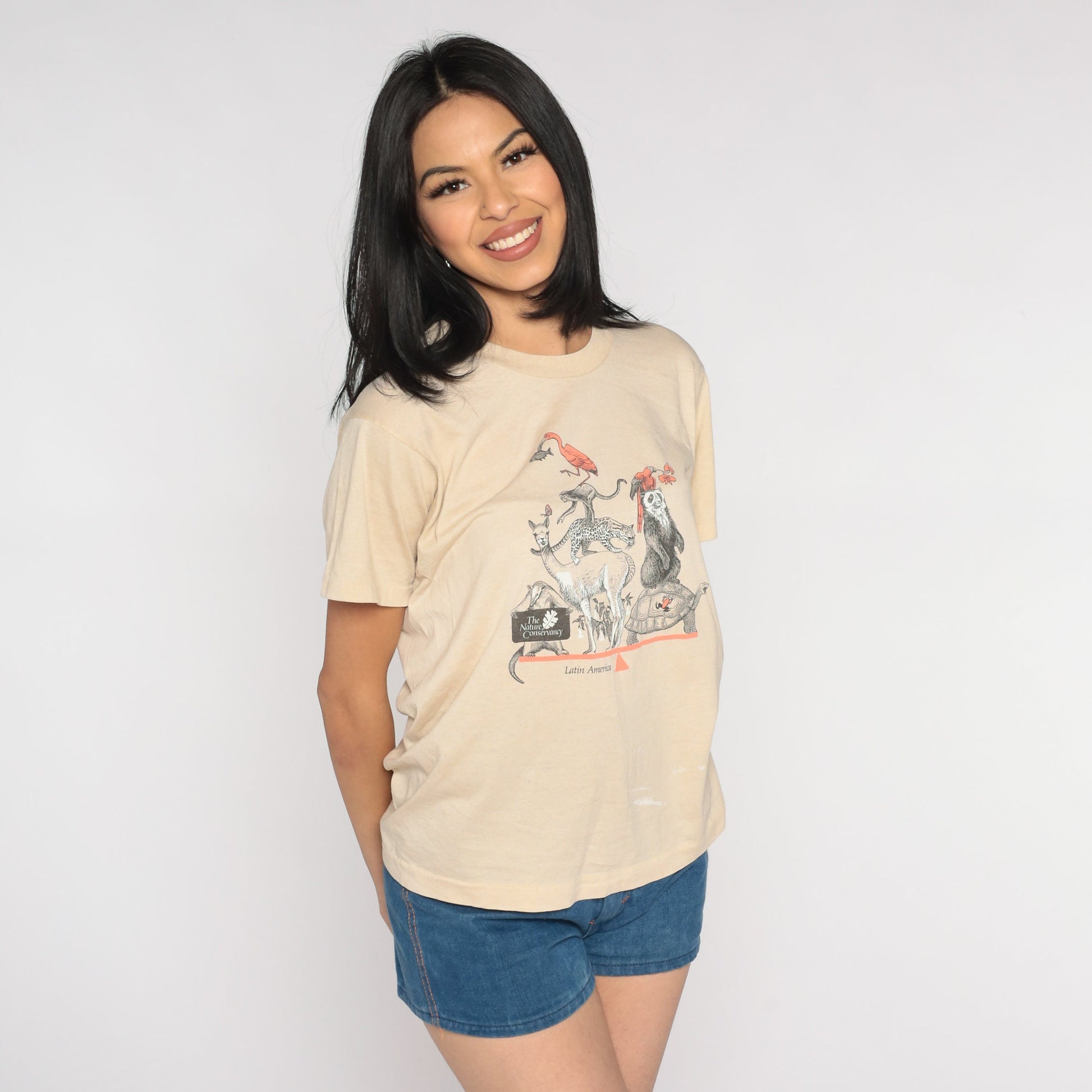 Y2K The Nature Conservancy Latin America Wildlife Graphic Tee Tan Small S