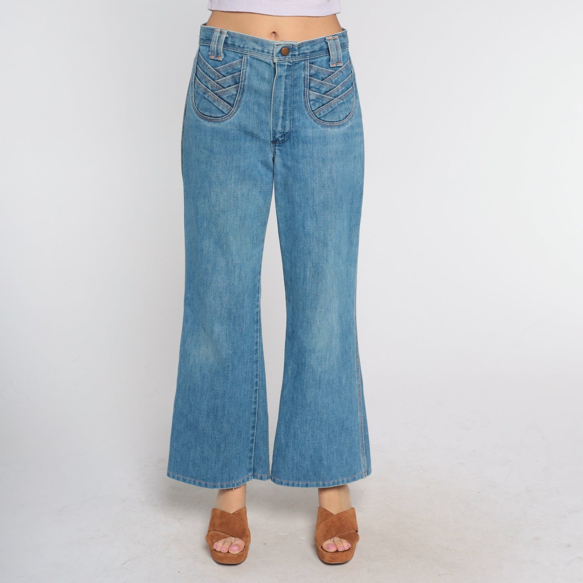 70s Wrangler High Waisted Bell Bottom Jeans Denim Flare Medium M