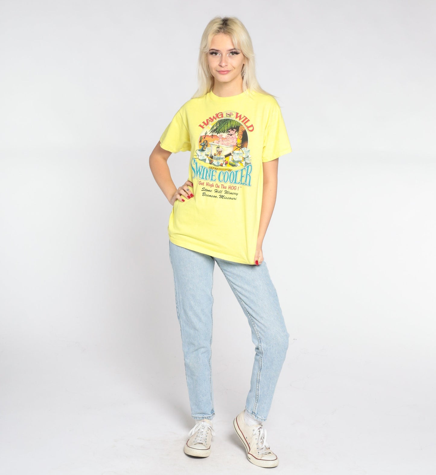 90s Stone Hill Winery Branson Missouri Graphic T-Shirt Yellow Medium