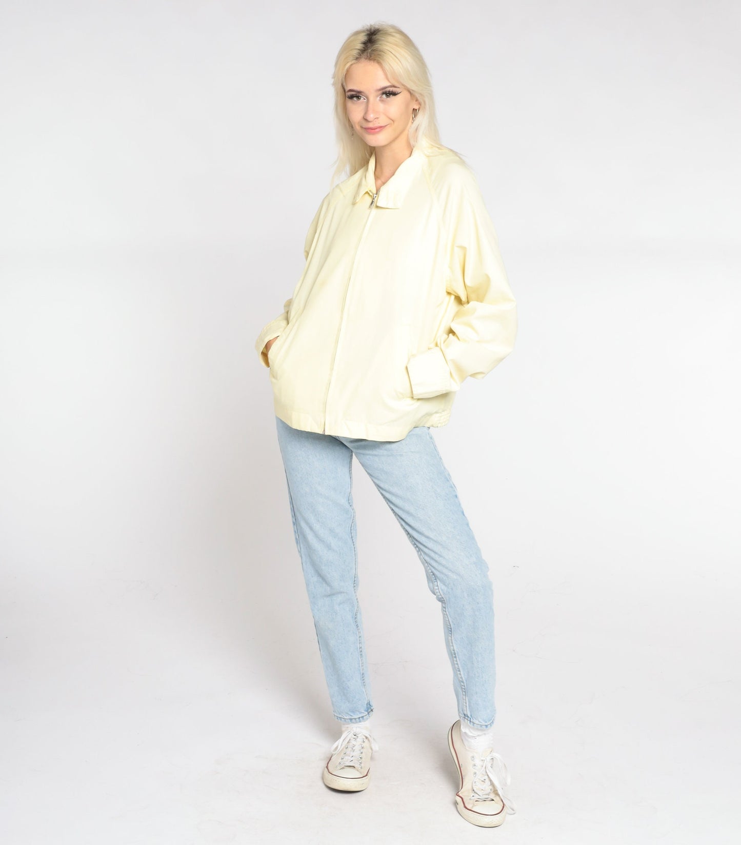80s Sears Yellow Windbreaker Zip-Up Jacket Medium Large