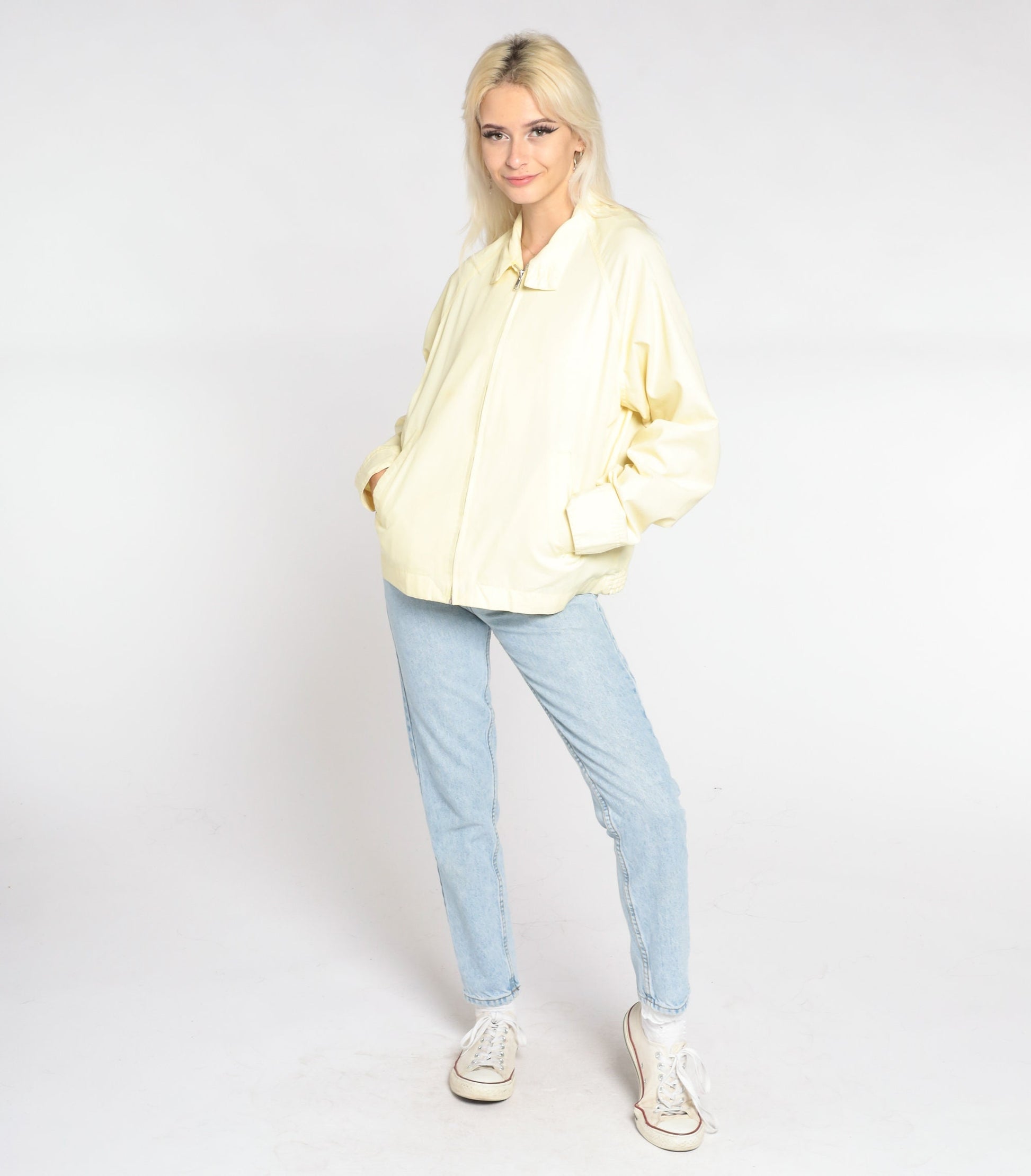 80s Sears Yellow Windbreaker Zip-Up Jacket Medium Large