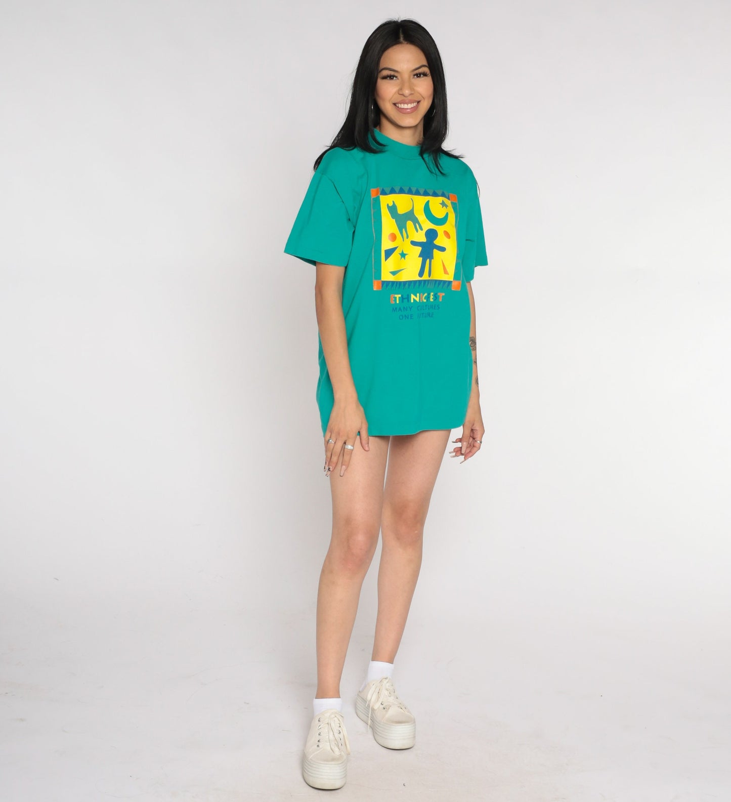 90s Ethnic Fest Tacoma Washington Graphic Tee Green Single Stitch Large L