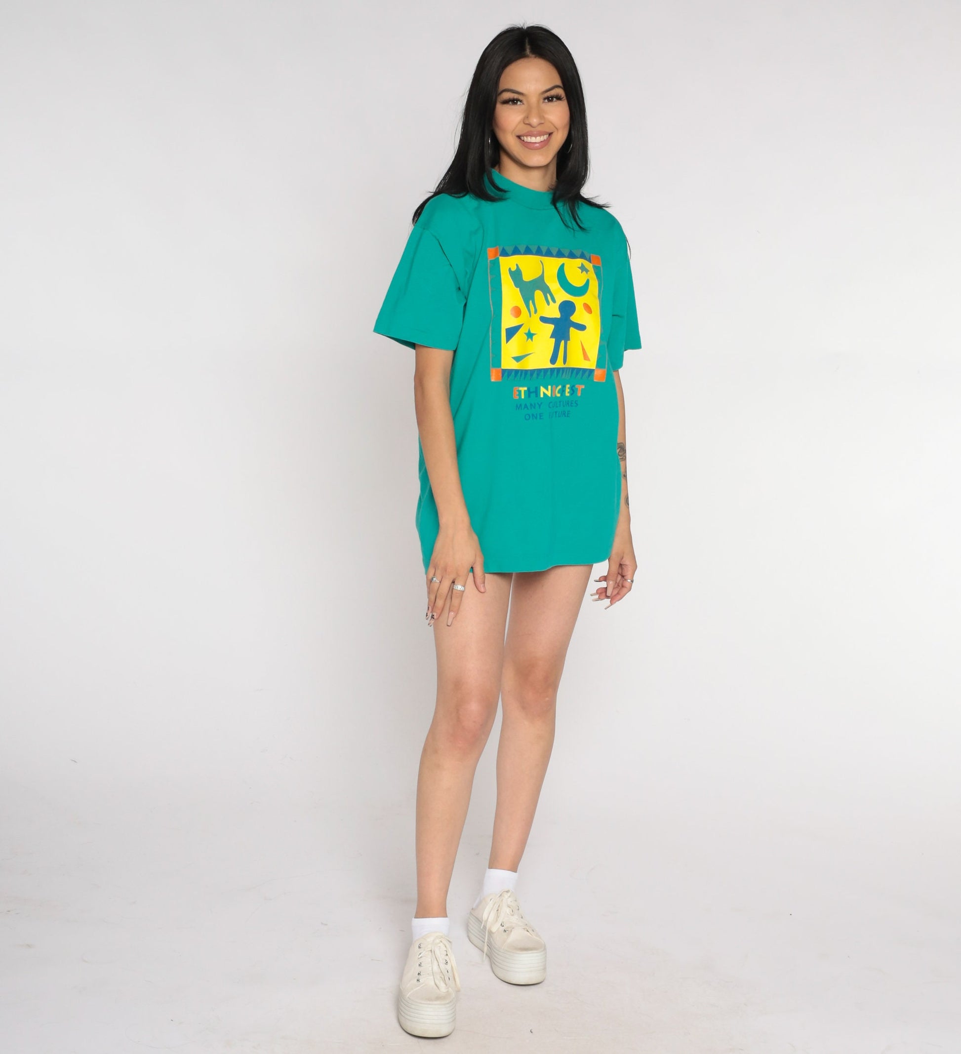 90s Ethnic Fest Tacoma Washington Graphic Tee Green Single Stitch Large L