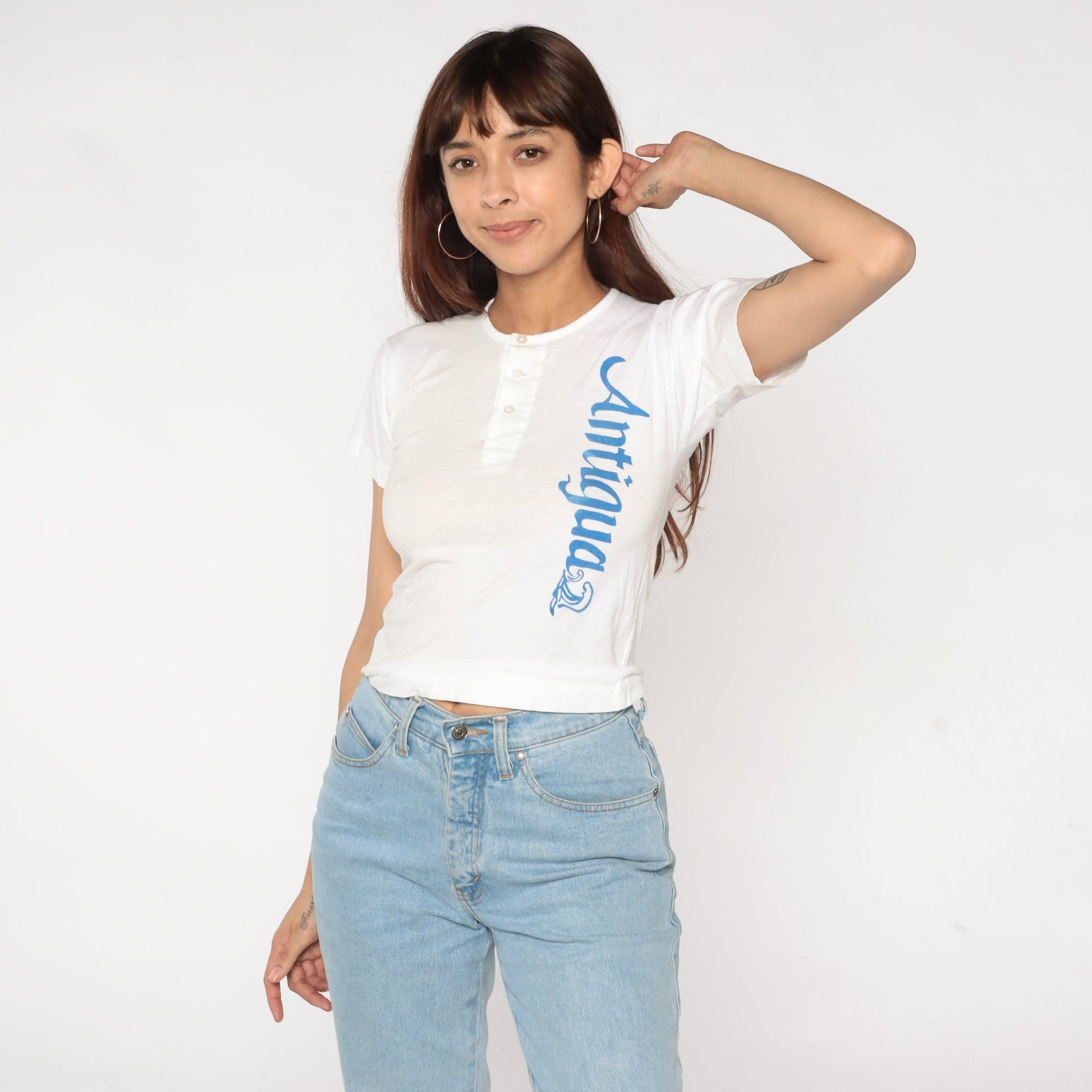 80s Antigua Wave Graphic T-Shirt White Single Stitch Extra Small