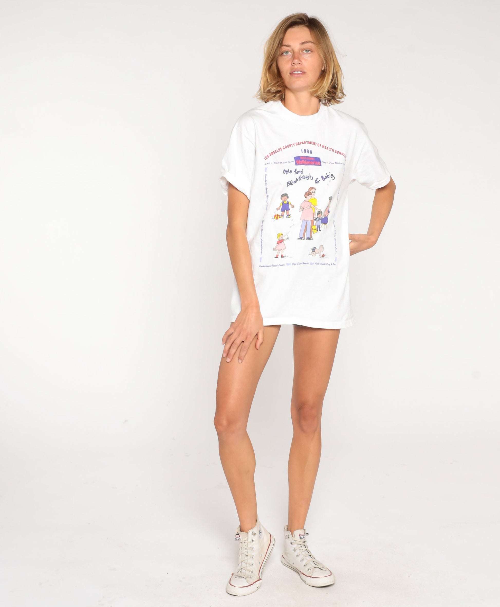 1998 WalkAmerica March of Dimes Los Angeles Graphic Tee Cotton Medium