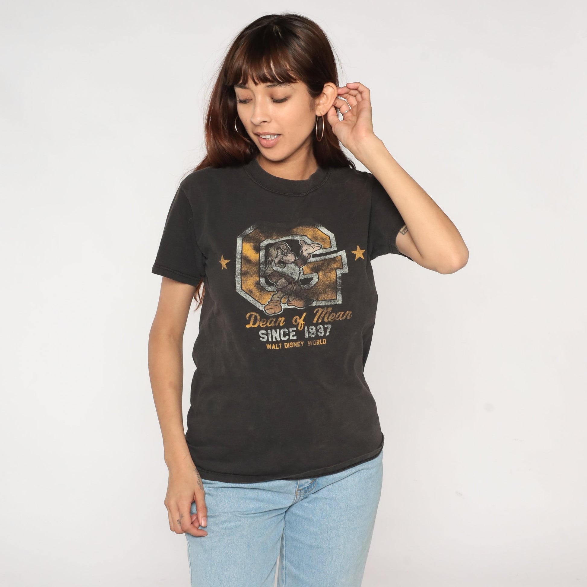 00s Seven Dwarfs Grumpy Walt Disney World Graphic Tee Black Small