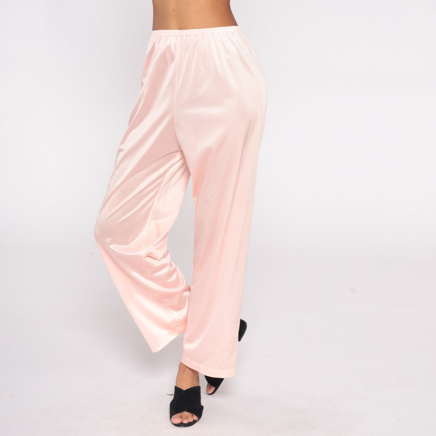 70s Vanity Fair Nylon Pajama Pants Baby Pink High Waisted Medium
