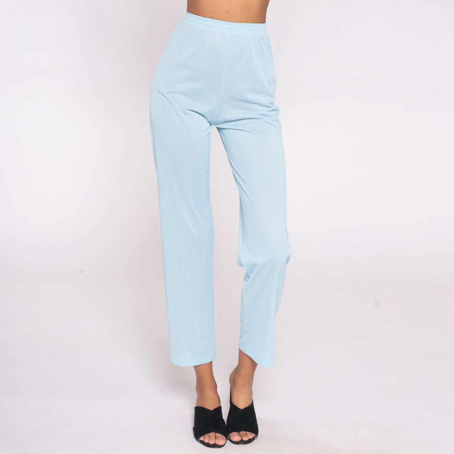 70s Vanity Fair Baby Blue Nylon Pajama Pants Elastic Waist Extra Small