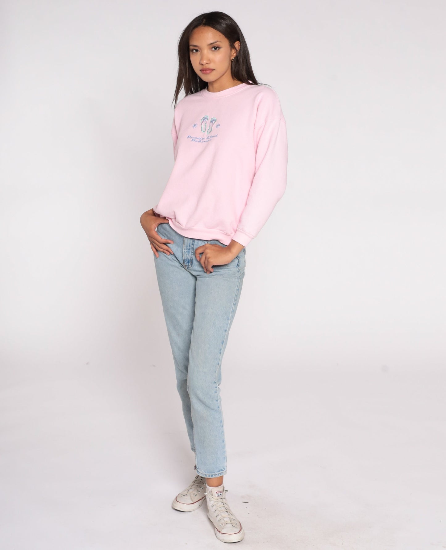 90s Paradise Island Bahamas Pink Graphic Sweatshirt Crewneck Medium