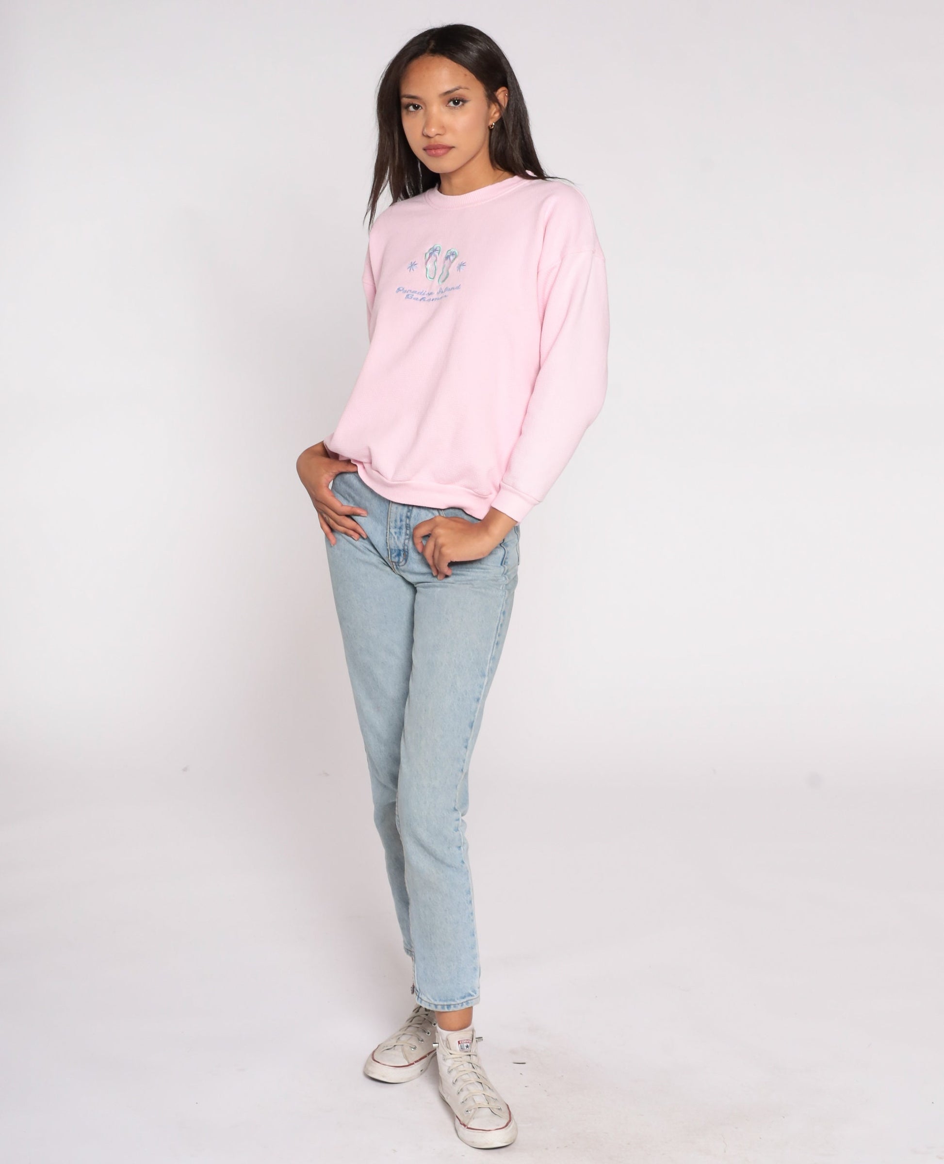 90s Paradise Island Bahamas Pink Graphic Sweatshirt Crewneck Medium