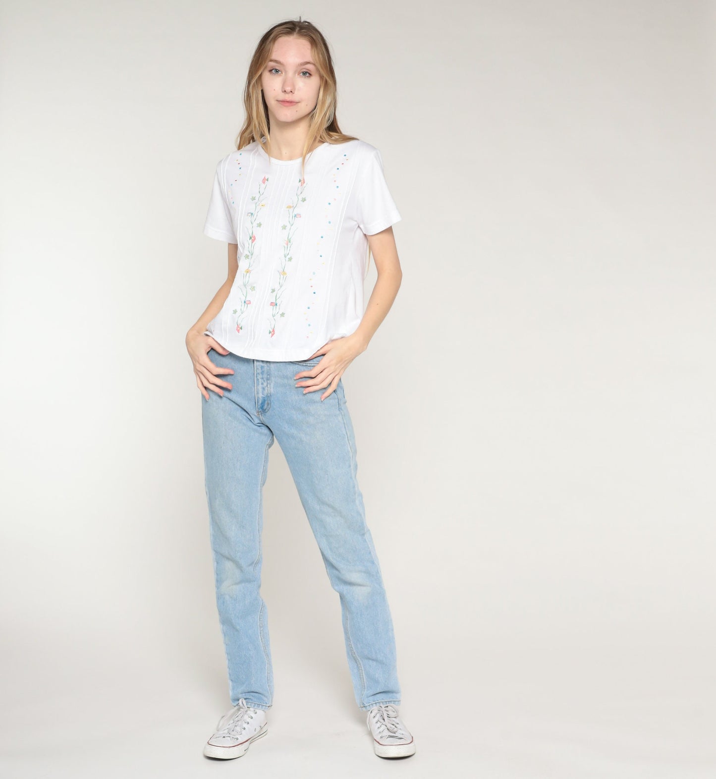 90s Shenanigans White Embroidered Fish Blouse Tropical Starfish Medium