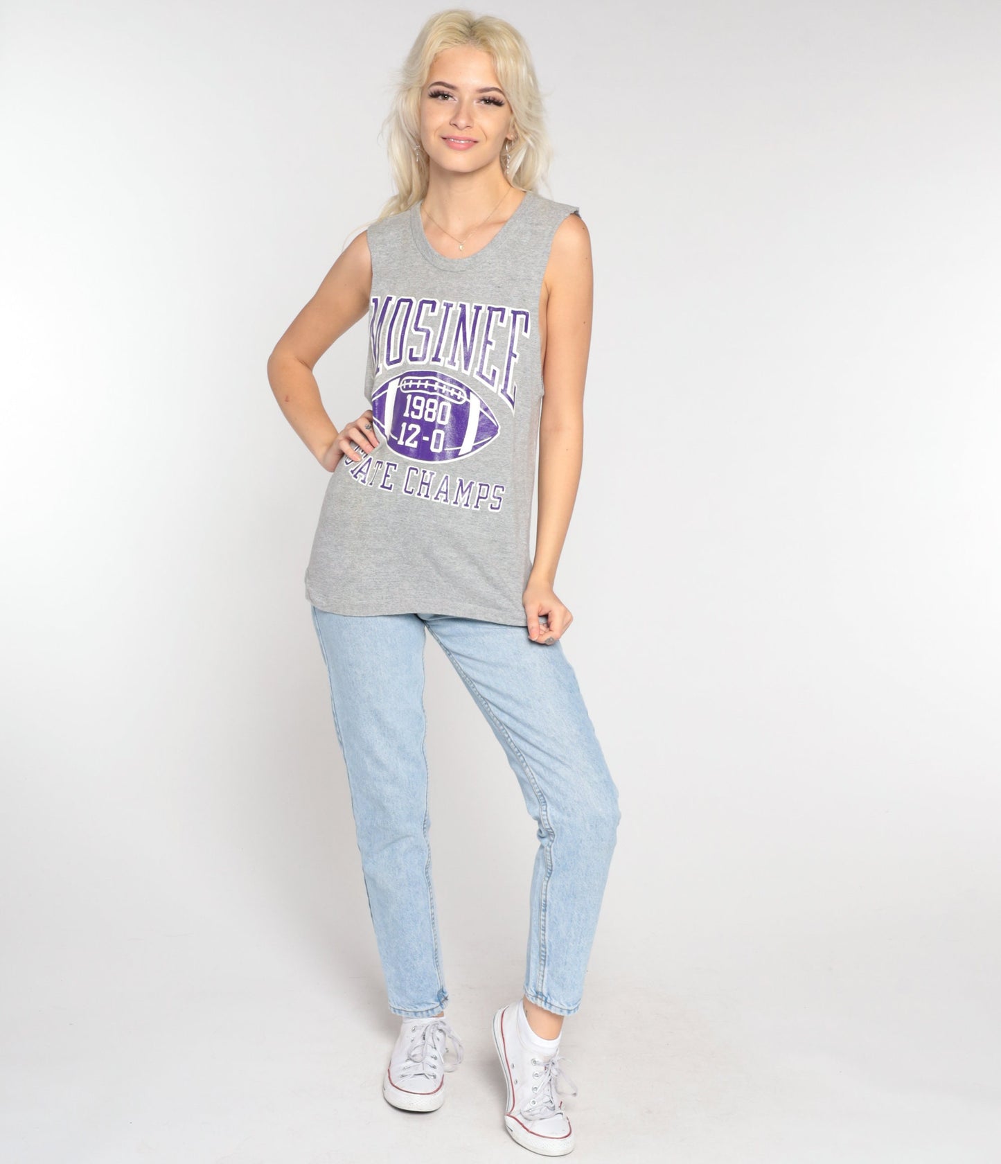 80s Mosinee Wisconsin State Champs 1980 Football Tank Top Grey Small