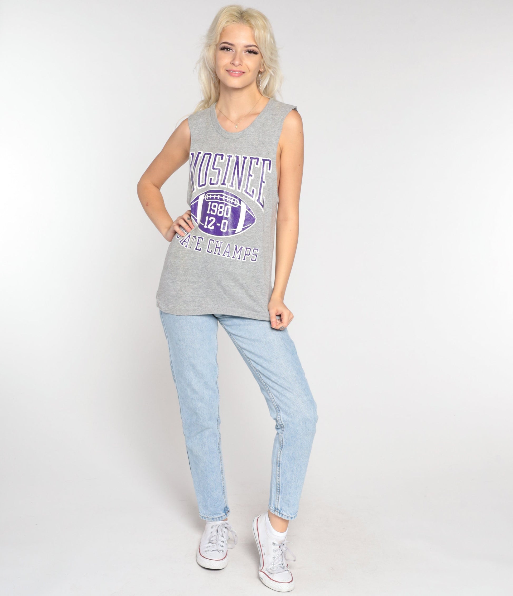 80s Mosinee Wisconsin State Champs 1980 Football Tank Top Grey Small