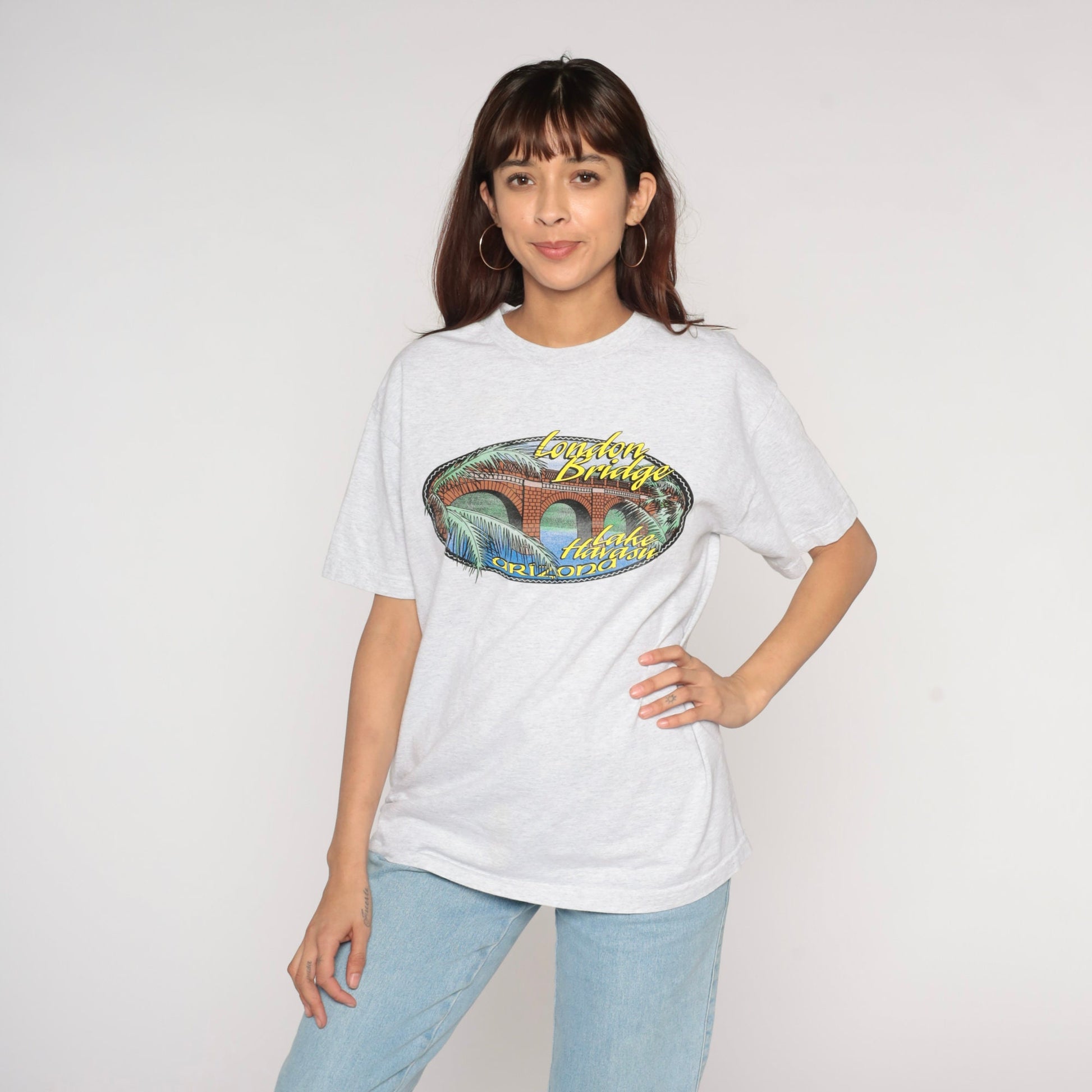 90s Lake Havasu London Bridge Arizona Graphic Tee Heather Grey Medium