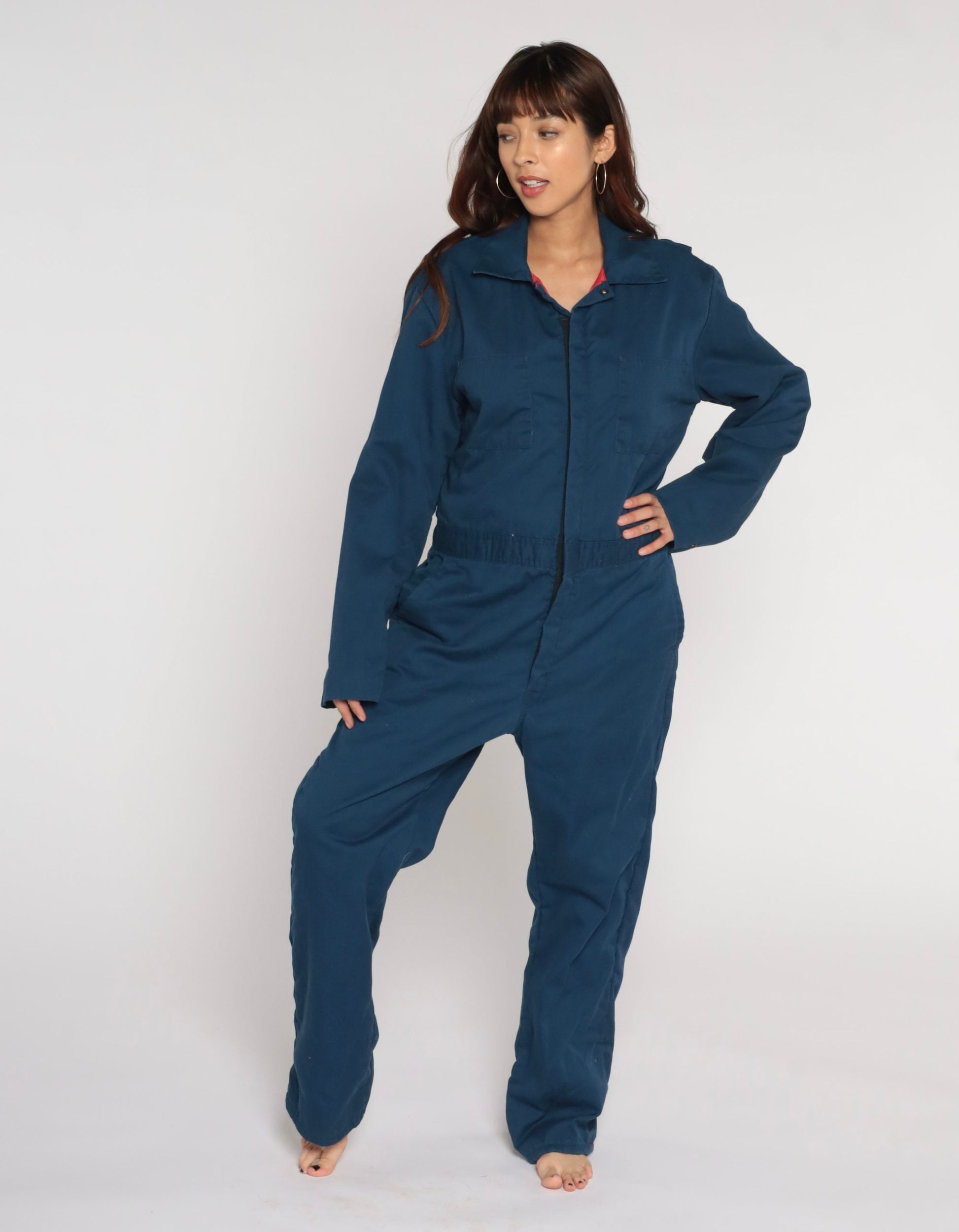 90s Walls Insulated Coverall Jumpsuit Dark Blue Quilted Workwear Medium