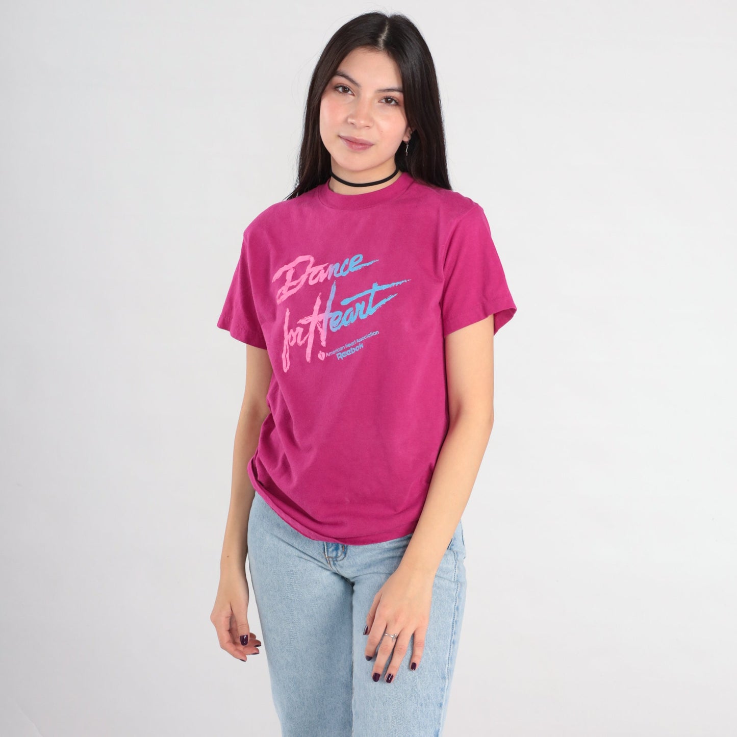 90s Reebok Dance For Heart American Heart Association Graphic Tee Magenta Small