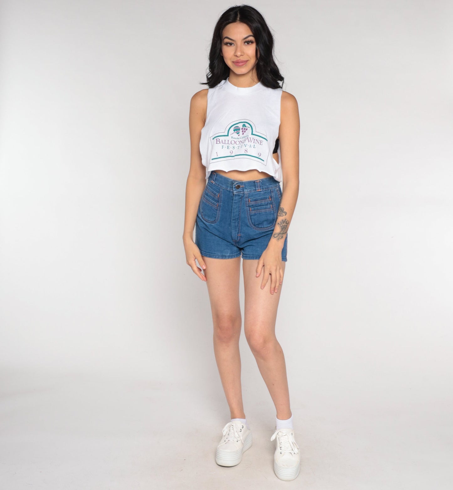 1989 Balloon and Wine Festival Rancho California Tank Top Cropped Graphic White Medium