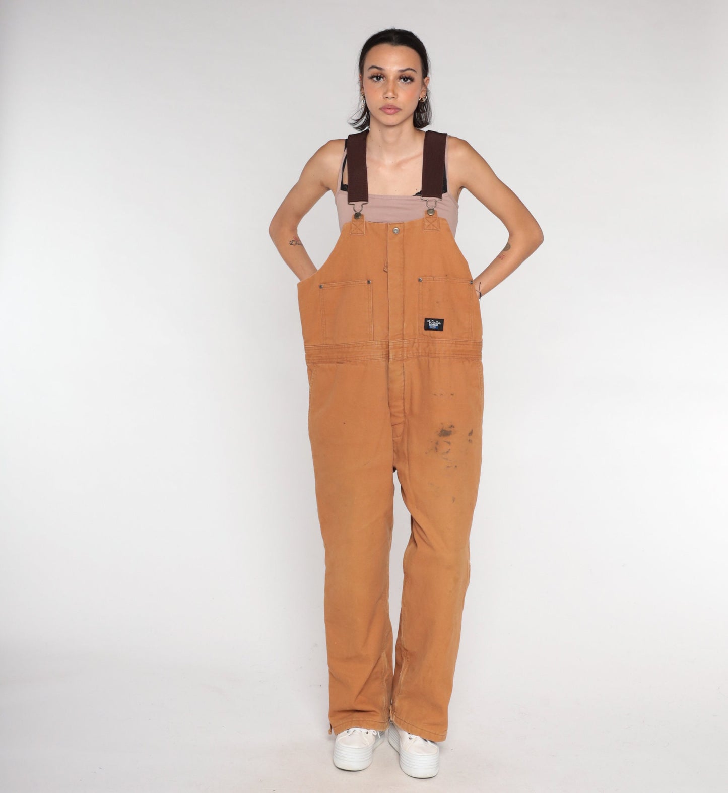 00s Walls Blizzard Pruf Insulated Brown Bib Overalls Mens Large L