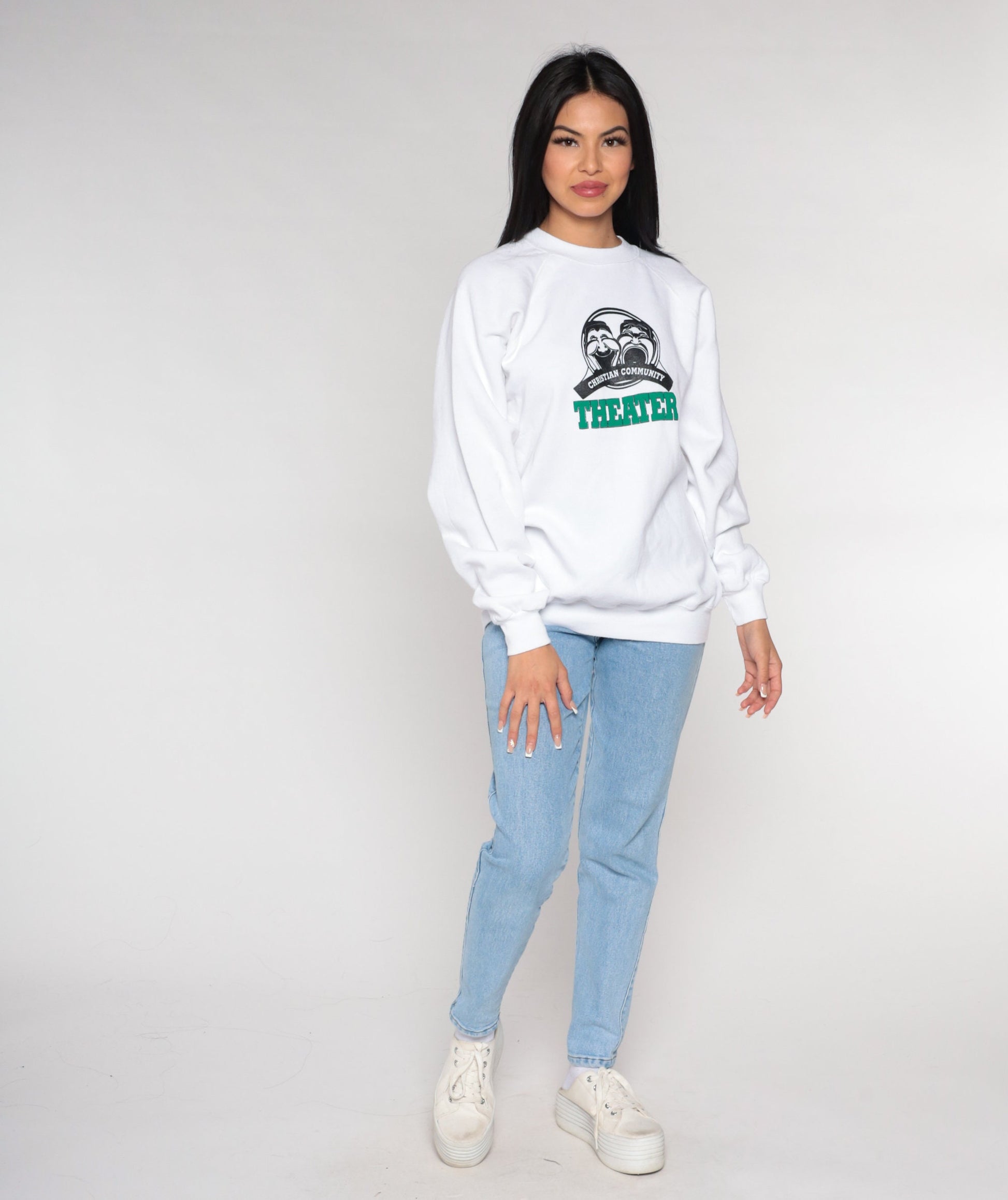 90s Christian Community Theater Sound of Music Sweatshirt White Raglan XL
