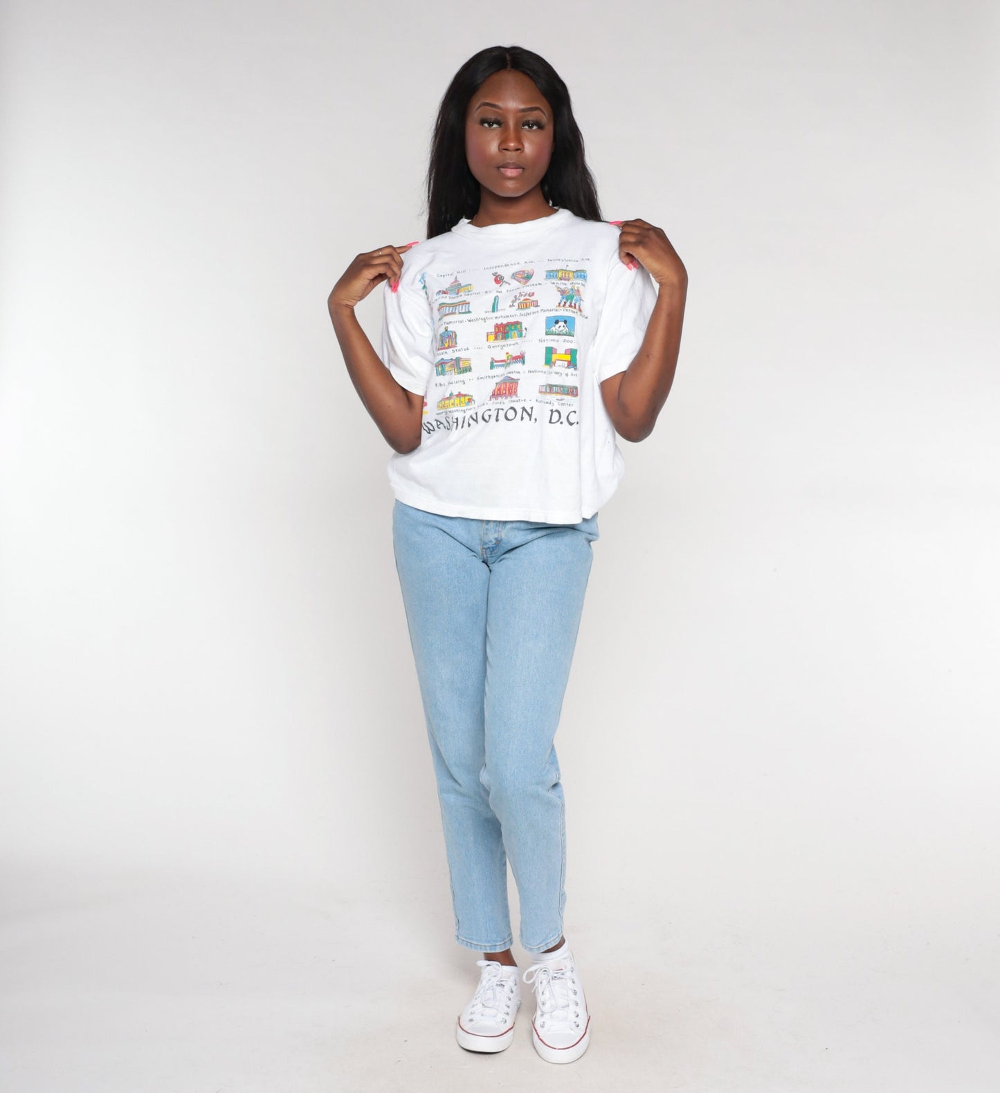 90s Washington DC Landmarks Graphic T-Shirt White Cotton Tee Medium M