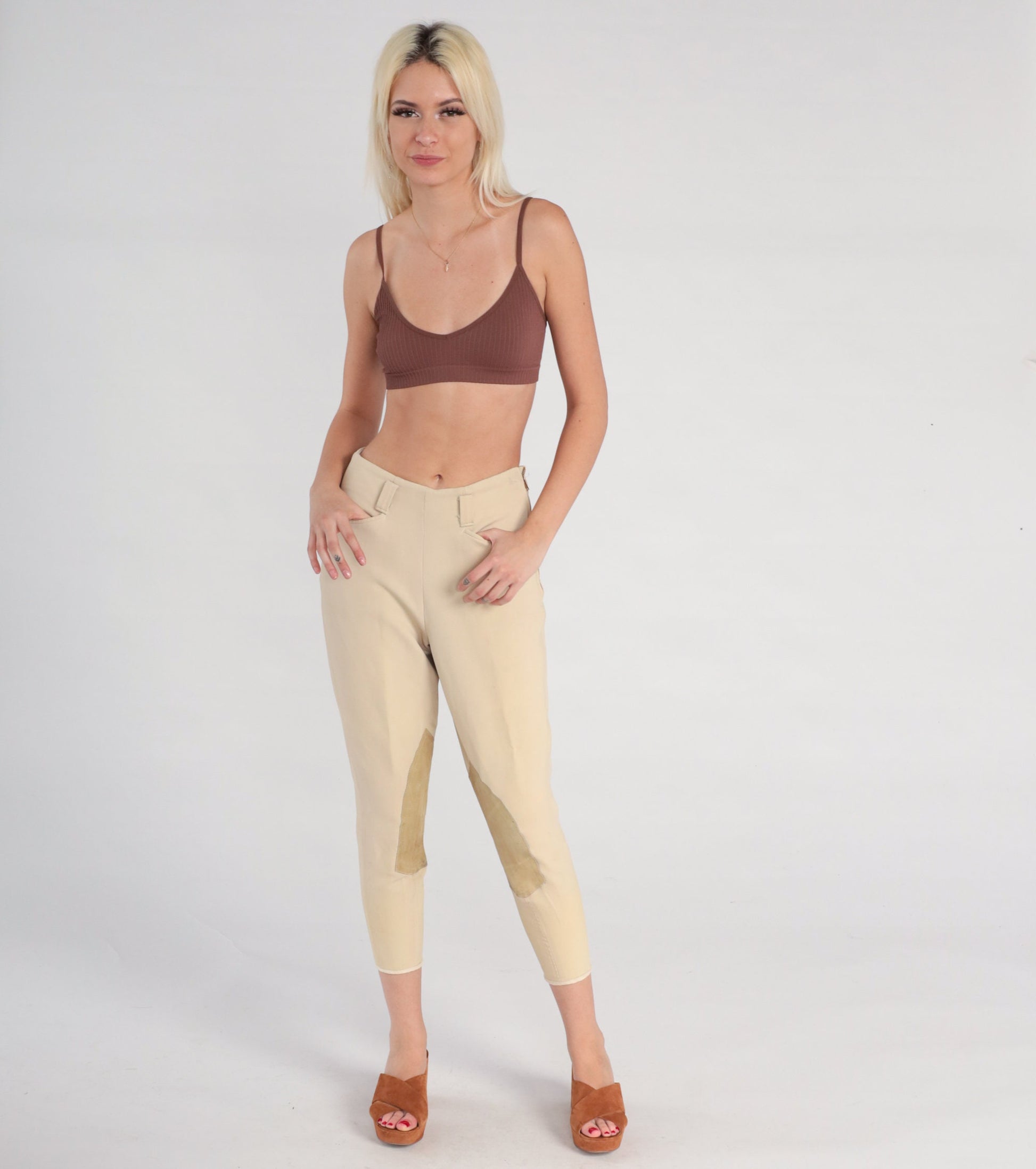 80s Beige Riding Breeches High-Waisted Equestrian Pants Extra Small