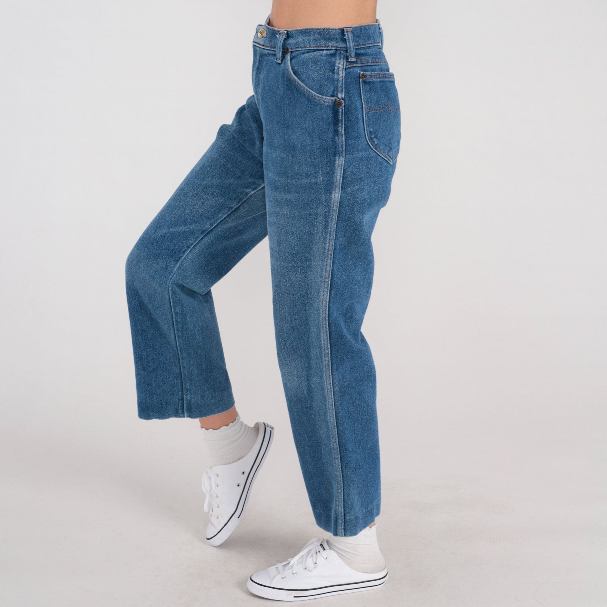70s Wrangler Bell Bottom Jeans High Waist Flared Blue Denim Small