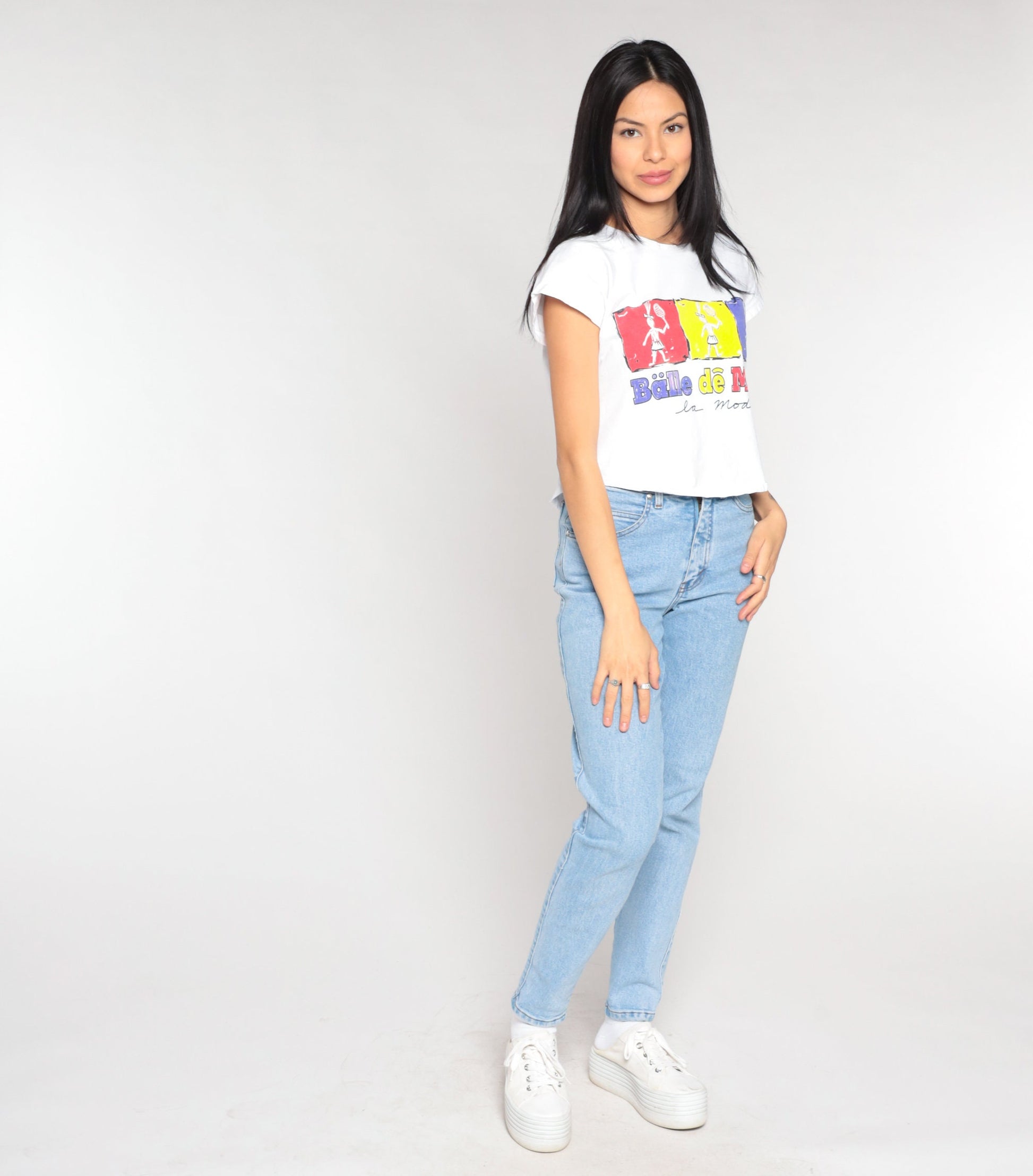 90s Balle de Match French Tennis Crop Top Cap Sleeve Graphic Tee Small
