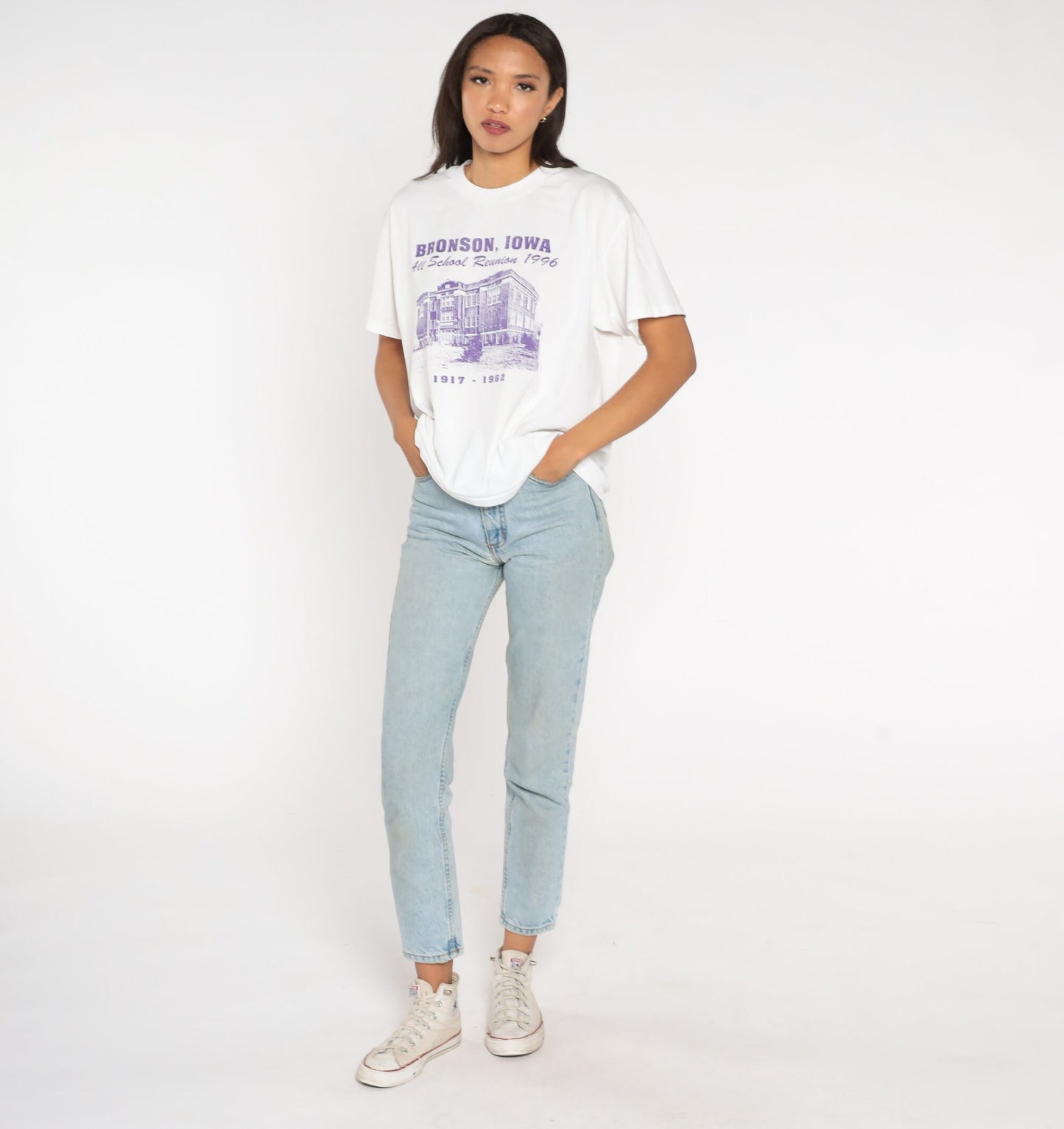 1996 Bronson Iowa School Reunion Graphic Tee White Large L