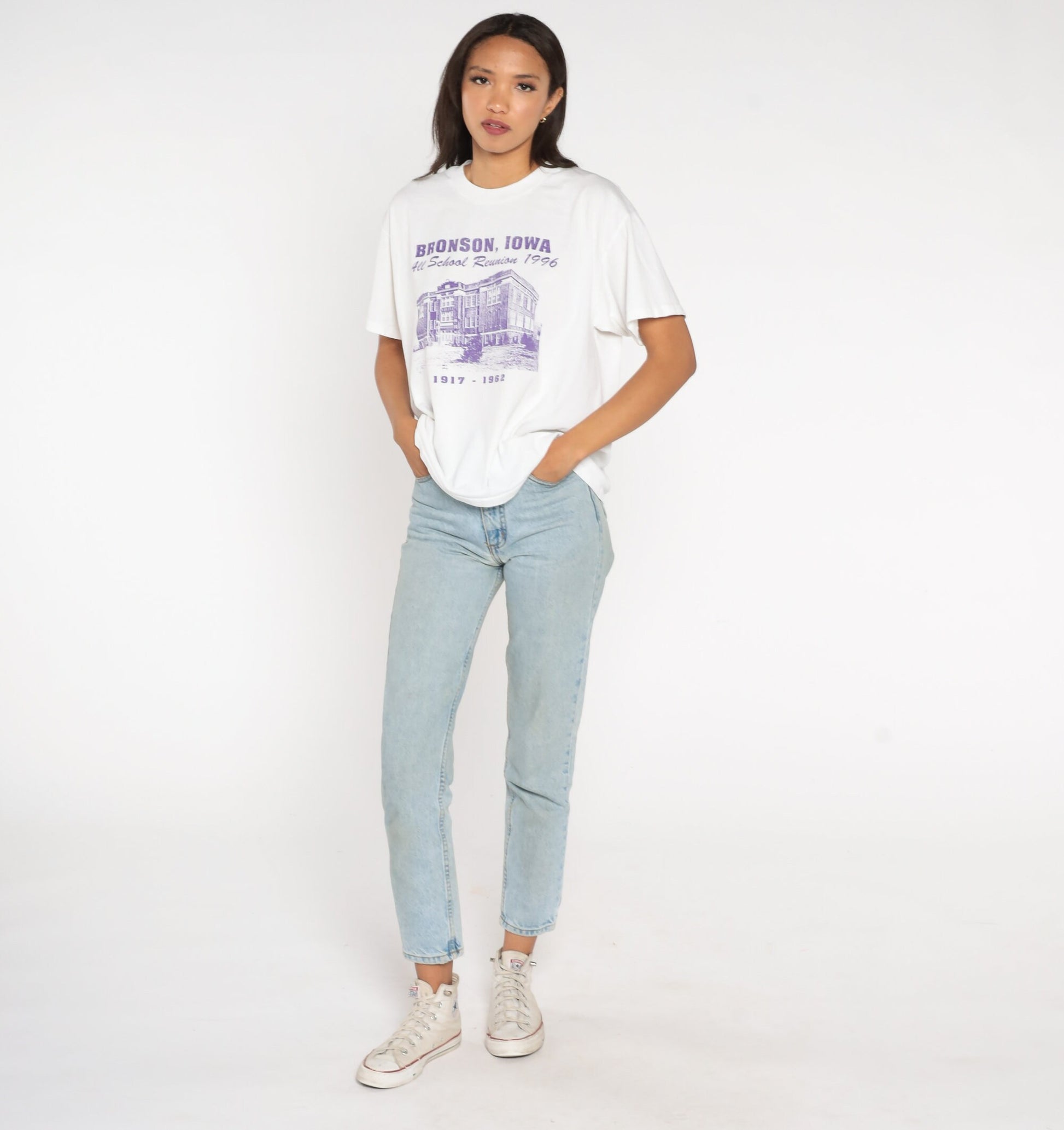 1996 Bronson Iowa School Reunion Graphic Tee White Large L