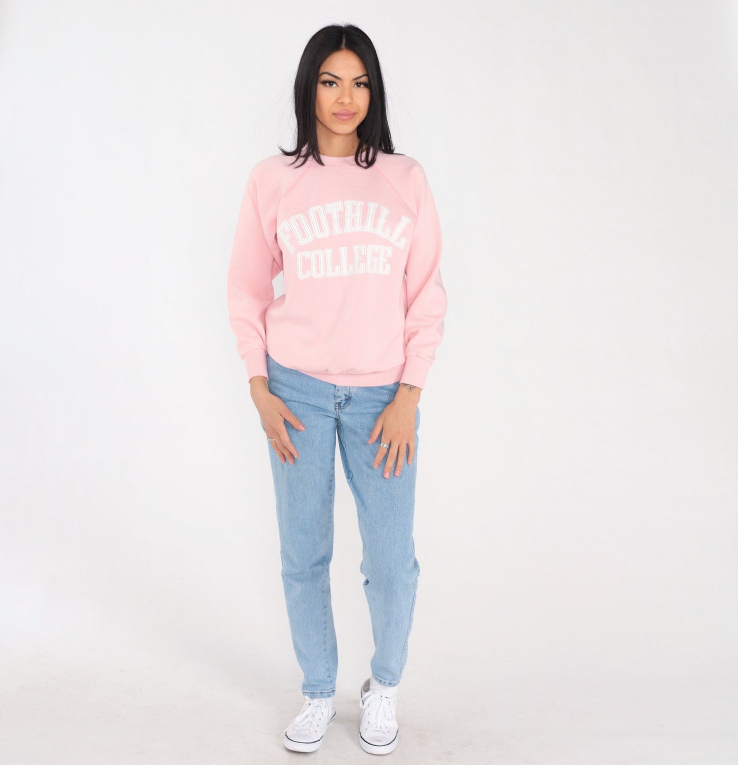 80s Foothill College Baby Pink Raglan Sweatshirt Los Altos Hills Medium