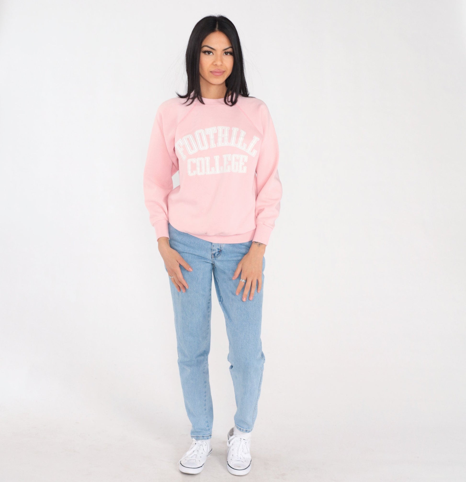 80s Foothill College Baby Pink Raglan Sweatshirt Los Altos Hills Medium