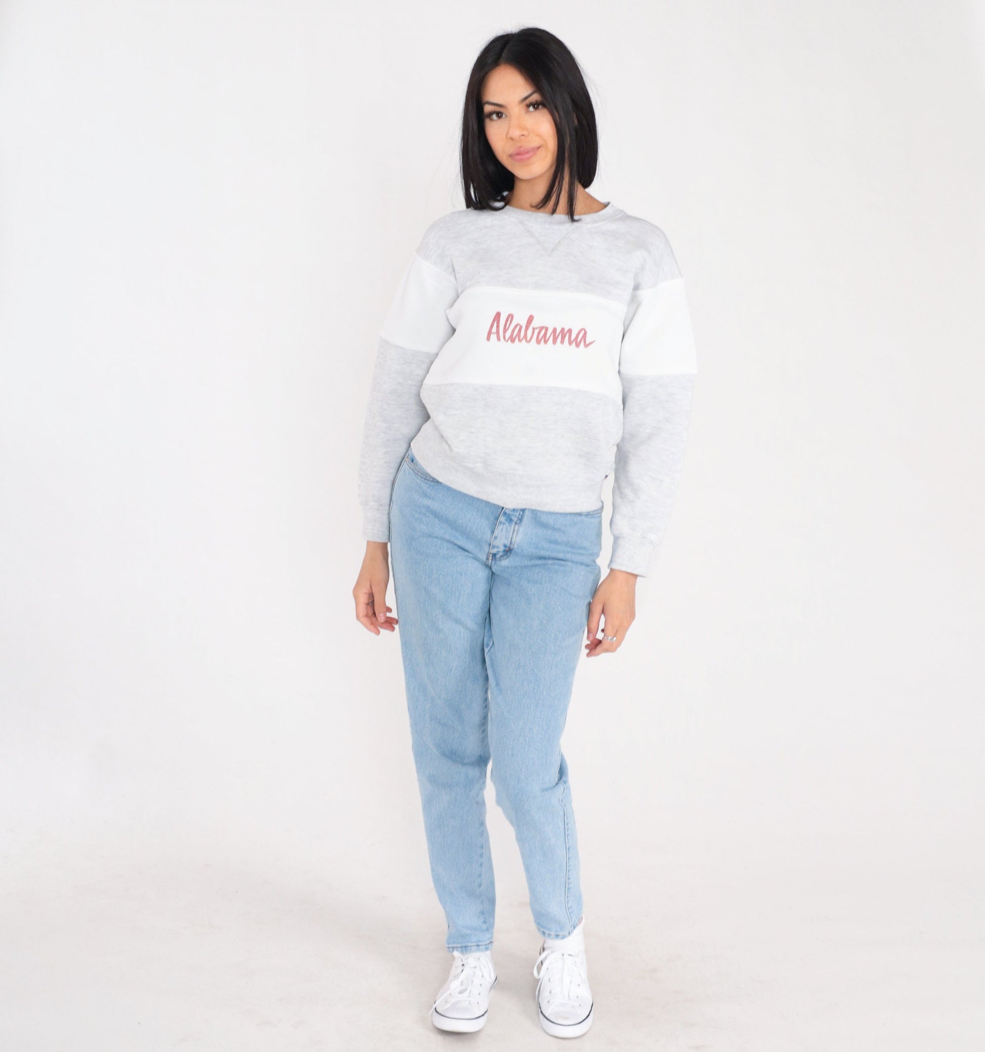 90s Alabama Crimson Tide Russell Athletic Sweatshirt Grey White Stripe Small