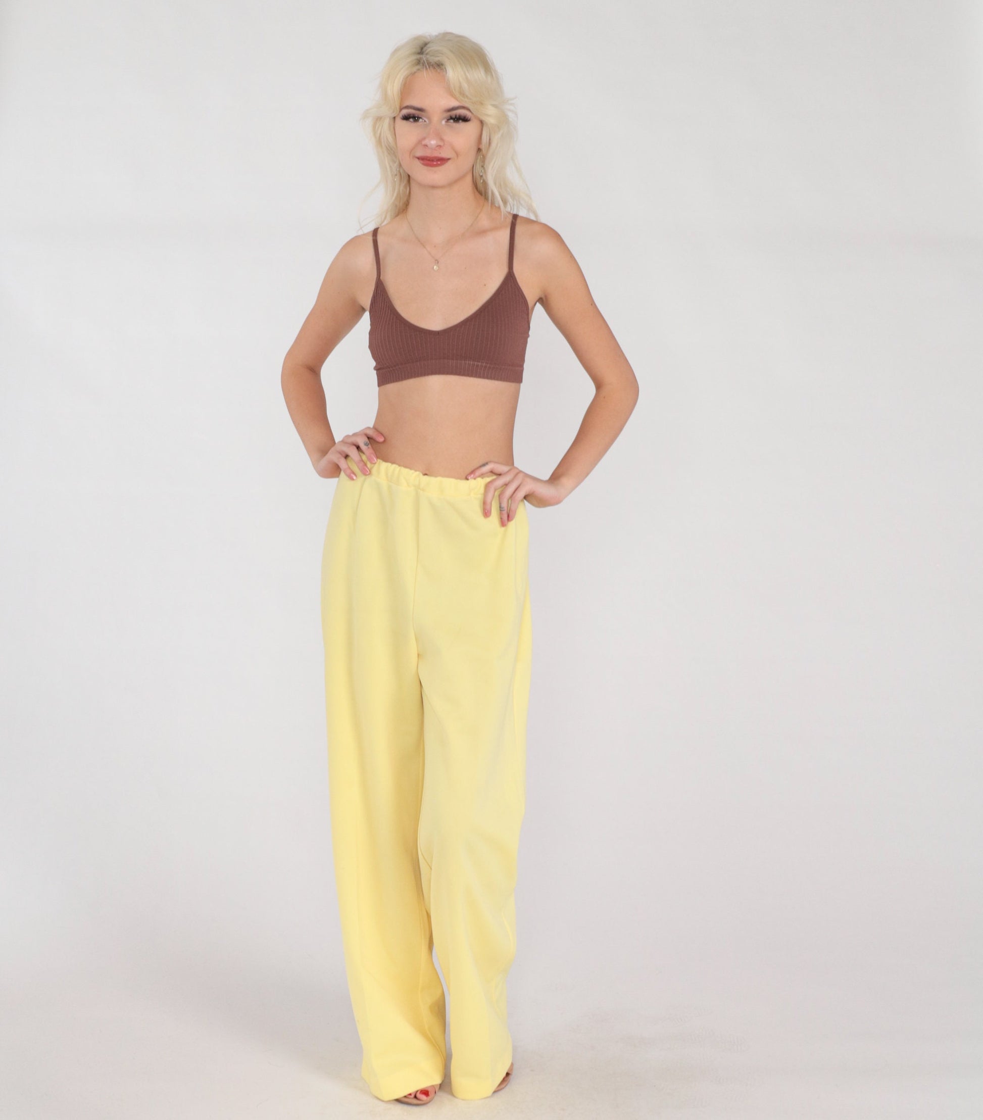 70s Yellow High-Waist Straight-Leg Trousers Medium