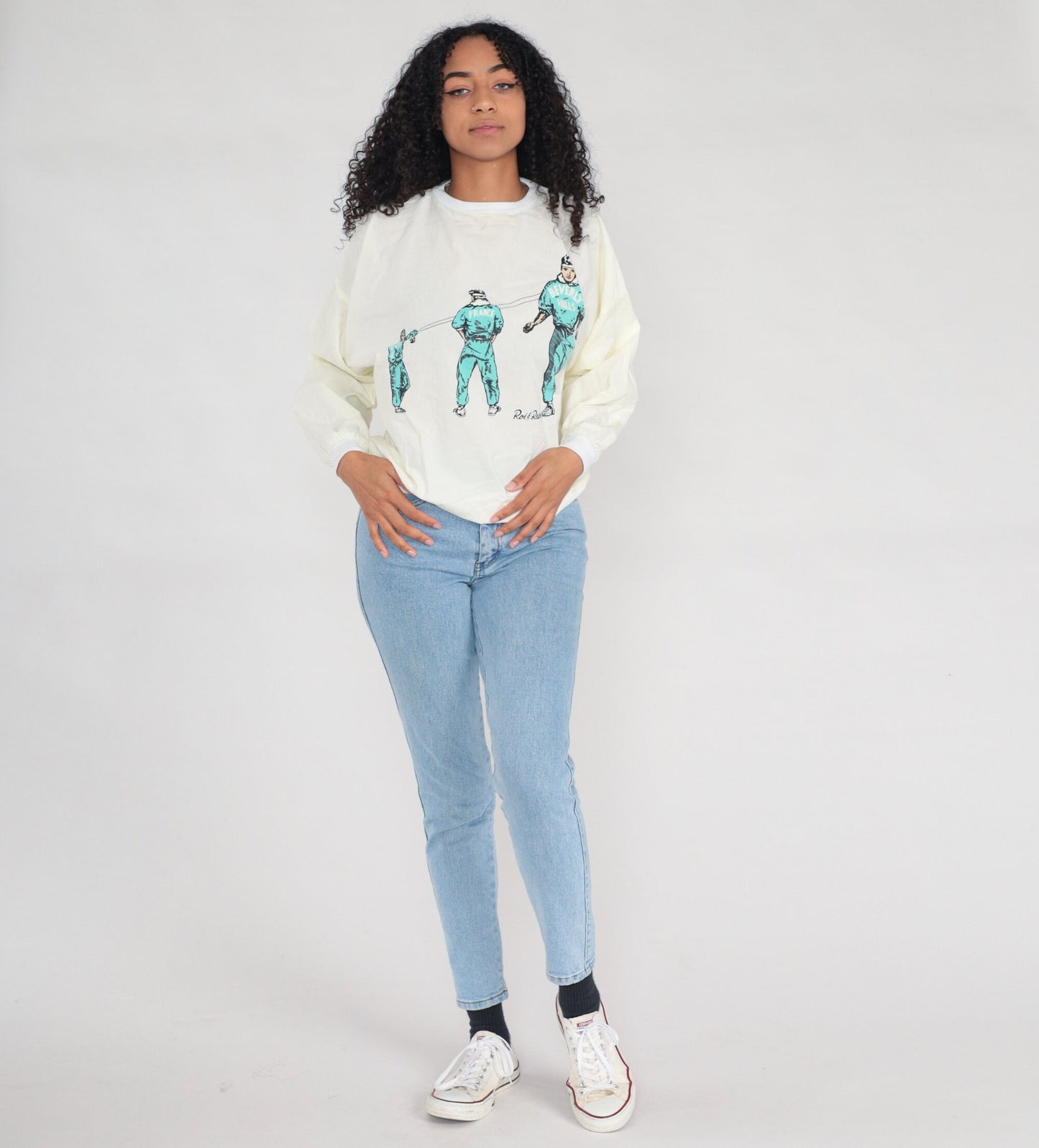 90s Roi & Reine Graphic Sports Shirt Yellow Cotton Long Sleeve Small
