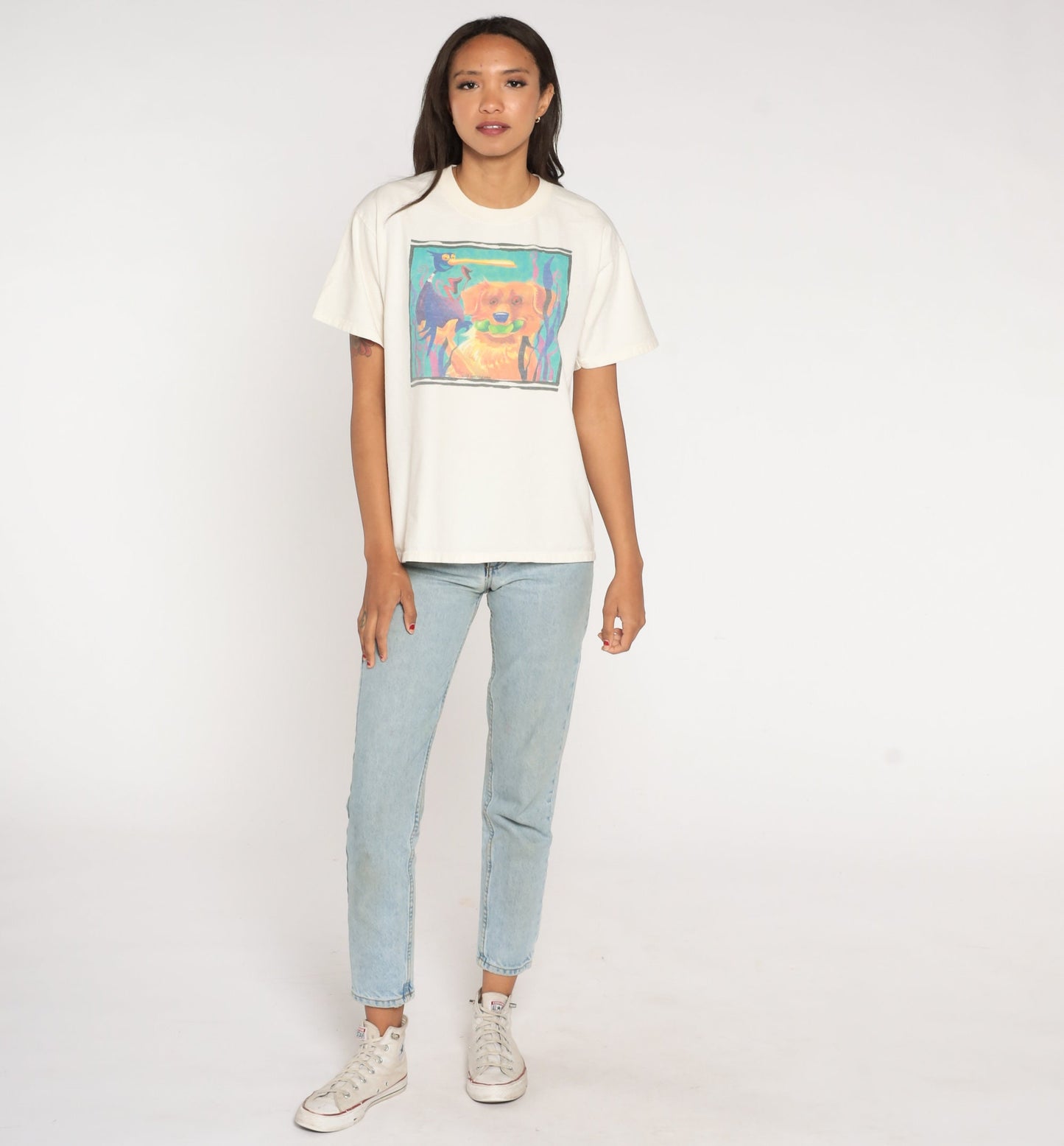 90s Mike McCarthy Dog Art Graphic T-Shirt Cotton Medium Large